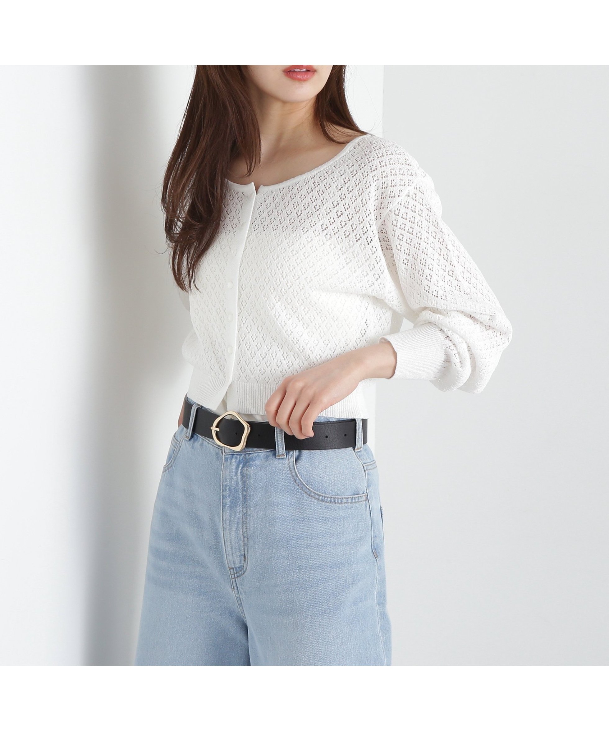 【プロポーション ボディドレッシング/PROPORTION BODY DRESSING】のショート透かし編みカーデカーディガン インテリア・キッズ・メンズ・レディースファッション・服の通販 founy(ファニー) 　ファッション　Fashion　レディースファッション　WOMEN　トップス・カットソー　Tops/Tshirt　カーディガン　Cardigans　インナー　Inner　カーディガン　Cardigan　ショート　Short　透かし　Watermark　ホワイト|ID: prp329100004536461 ipo3291000000032056713