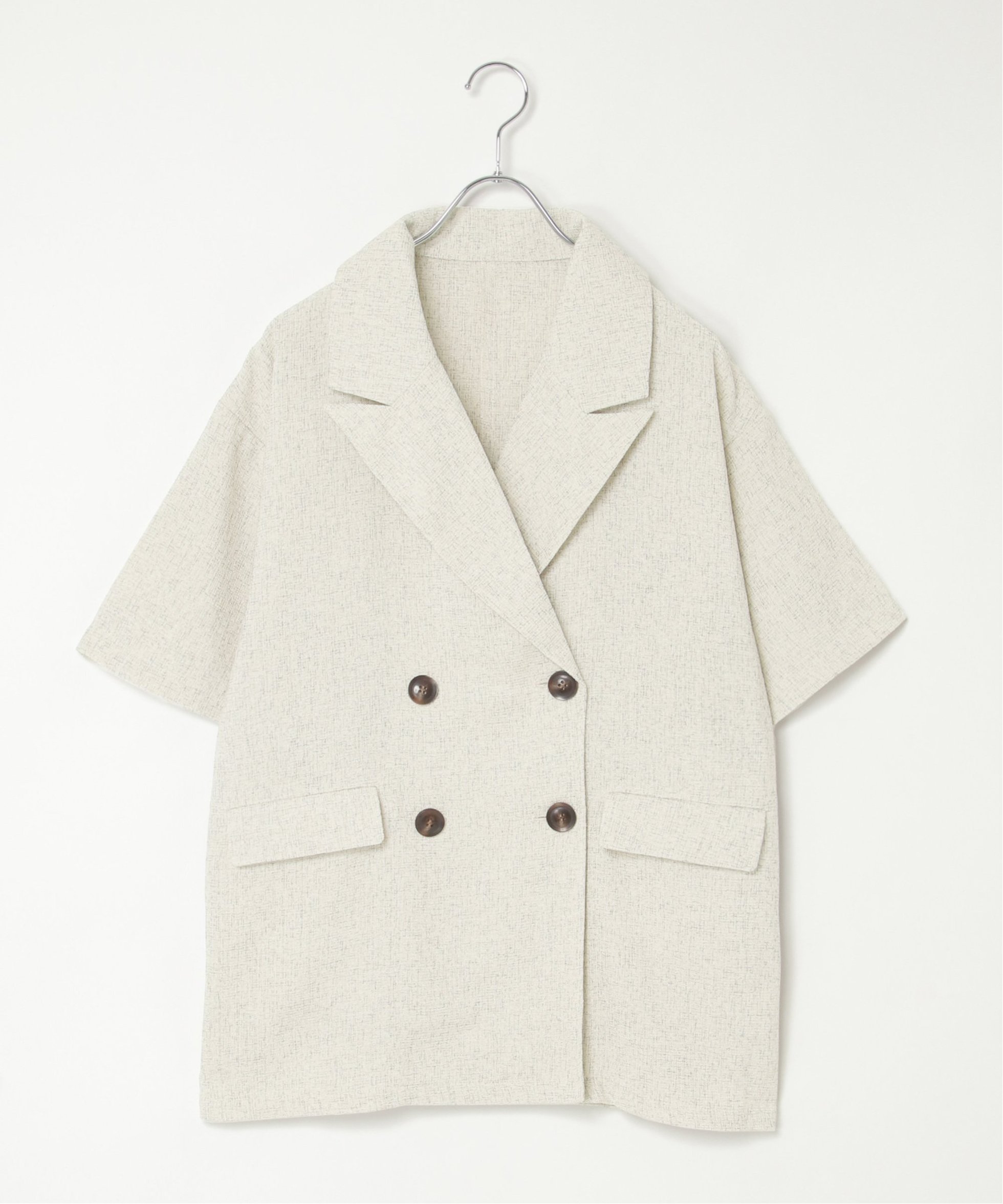 【ノッチ/notch】のサマーツィードハーフスリーブジャケット インテリア・キッズ・メンズ・レディースファッション・服の通販 founy(ファニー) 　ファッション　Fashion　レディースファッション　WOMEN　アウター　Coat Outerwear　ジャケット　Jackets　キャミソール　Camisole　サマー　Summer　タンク　Tank　ダブル　Double　ツイード　Tweed　ベーシック　Basic　アイボリー|ID: prp329100004536516 ipo3291000000032057111
