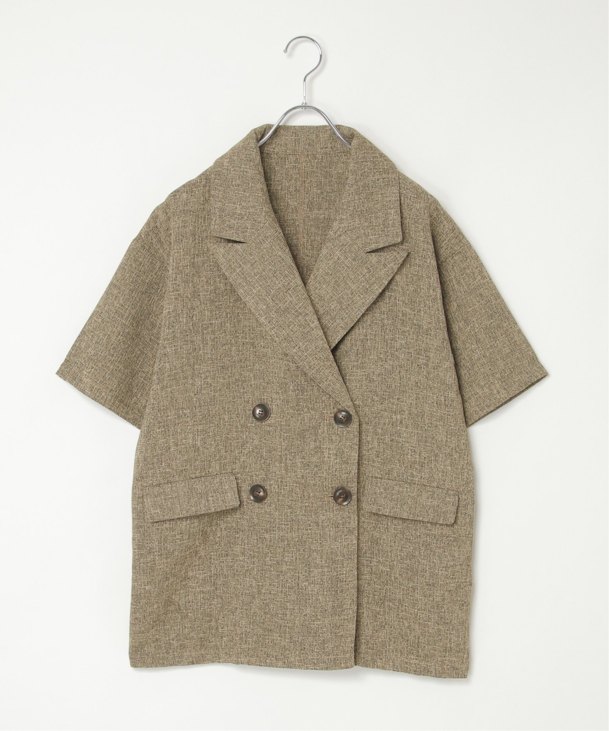 【ノッチ/notch】のサマーツィードハーフスリーブジャケット インテリア・キッズ・メンズ・レディースファッション・服の通販 founy(ファニー) 　ファッション　Fashion　レディースファッション　WOMEN　アウター　Coat Outerwear　ジャケット　Jackets　キャミソール　Camisole　サマー　Summer　タンク　Tank　ダブル　Double　ツイード　Tweed　ベーシック　Basic　ブラウン|ID: prp329100004536516 ipo3291000000032057112