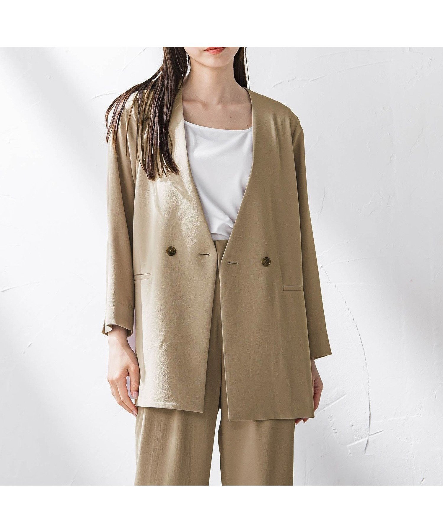【ラ エフ/Laf…】のキレリジャケット≪手洗い可能≫ インテリア・キッズ・メンズ・レディースファッション・服の通販 founy(ファニー) 　ファッション　Fashion　レディースファッション　WOMEN　アウター　Coat Outerwear　ジャケット　Jackets　カーディガン　Cardigan　ジャケット　Jacket　ストレッチ　Stretch　ダブル　Double　リラックス　Relax　夏　Summer　ビジネス 仕事 通勤　Business　キャメル|ID: prp329100004536528 ipo3291000000032057169