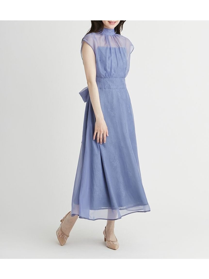 【セルフォード/CELFORD】のチュールレースレイヤードドレス インテリア・キッズ・メンズ・レディースファッション・服の通販 founy(ファニー) 　ファッション　Fashion　レディースファッション　Fashion for Women　ワンピース　Dresses　フォーマル・パーティードレス・結婚式用ドレス　Elegant & Casual Dresses　オーガンジー　Organza Fabric　サテン　Satin, Glossy Fabric　シフォン　Chiffon, Lightweight Fabric　シャーリング　Shirring, Ruched　ドレス　Dress, One-Piece　パイピング　Piping, Trim Design　リボン　Ribbon, Bow　レース　Lace, Lace Fabric　BLU[086]|ID: prp329100004536541 ipo3291000000033066500