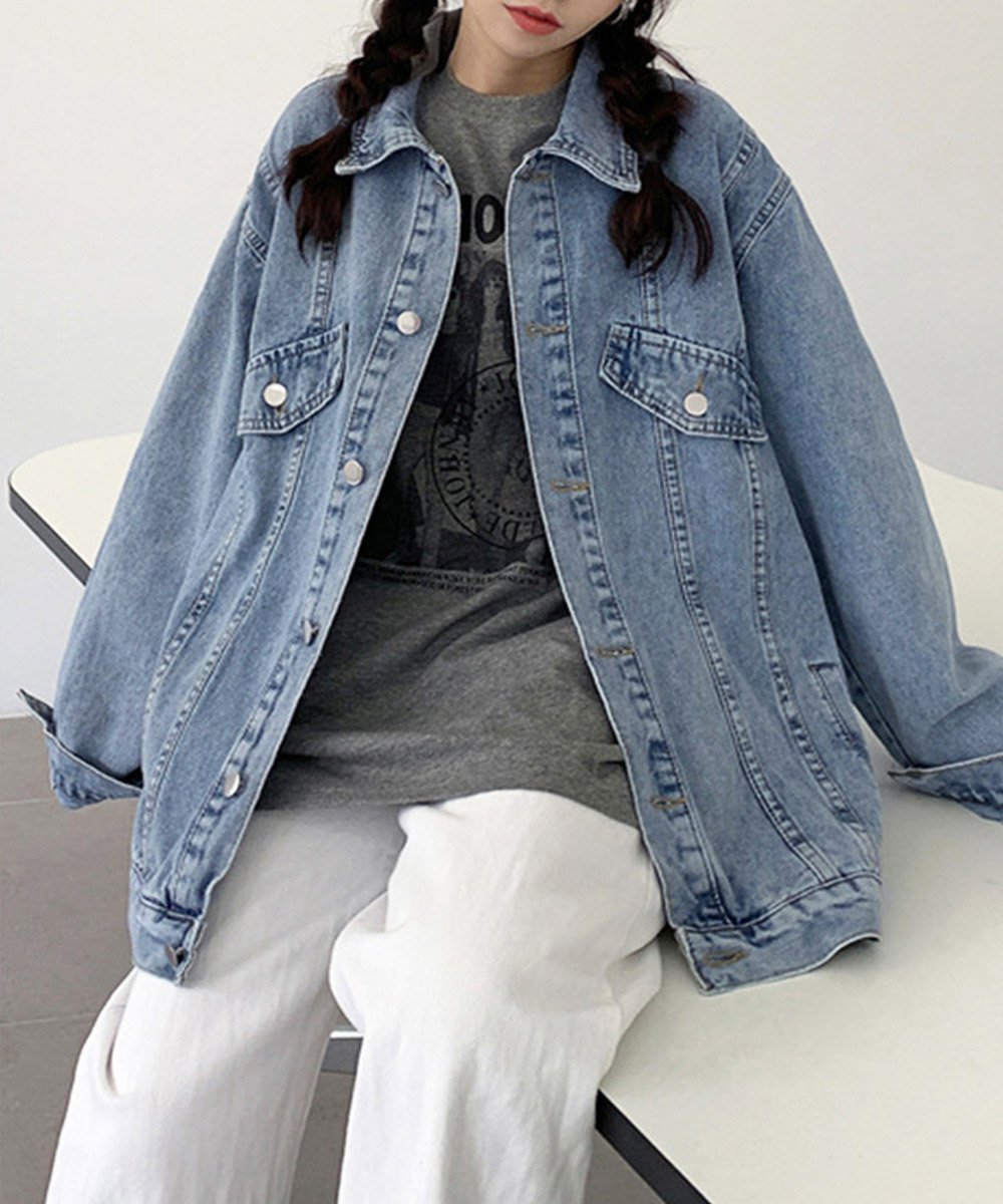【ミニミニストア/miniministore】のデニムジャケットゆったり Gジャン羽織る インテリア・キッズ・メンズ・レディースファッション・服の通販 founy(ファニー) 　ファッション　Fashion　レディースファッション　WOMEN　アウター　Coat Outerwear　ジャケット　Jackets　デニムジャケット　Denim Jackets　おすすめ　Recommend　ジャケット　Jacket　デニム　Denim　トレンド　Trend　ベーシック　Basic　無地　Plain Color　羽織　Haori　長袖　Long Sleeve　サックスブルー|ID: prp329100004536570 ipo3291000000032057544