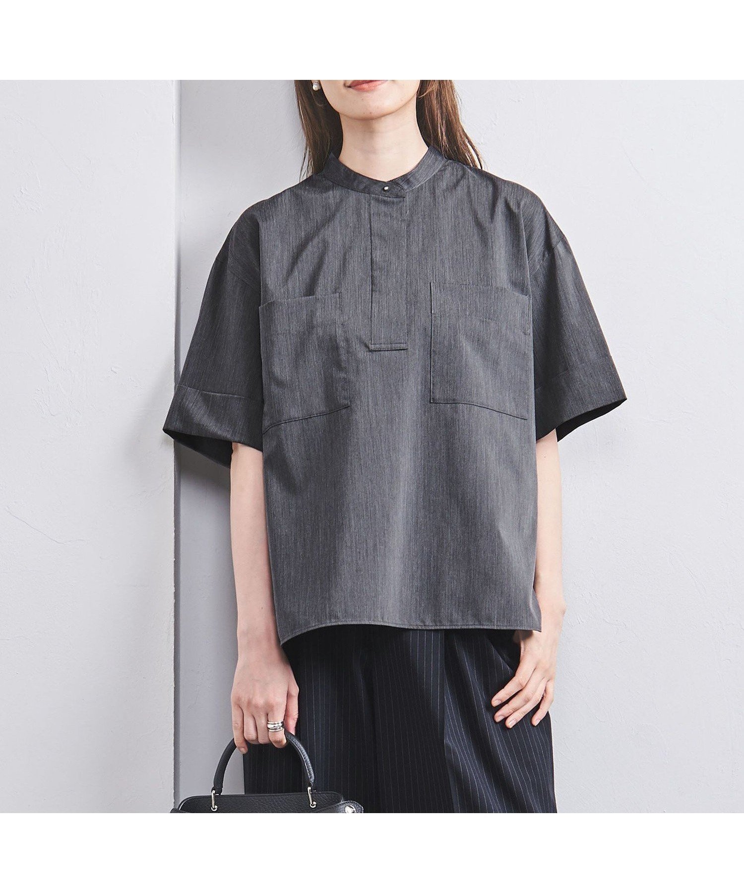【その他のブランド/Other】のバンドカラー ポケット 5S シャツ 人気、トレンドファッション・服の通販 founy(ファニー) 　ファッション　Fashion　レディースファッション　WOMEN　トップス・カットソー　Tops/Tshirt　シャツ/ブラウス　Shirts/Blouses　おすすめ　Recommend　シンプル　Simple　ストライプ　Stripe　スリット　Slit　タイトスカート　Tight Skirt　パッチ　Patch　ポケット　Pocket　リラックス　Relax　 other-1|ID: prp329100004536572 ipo3291000000032302565