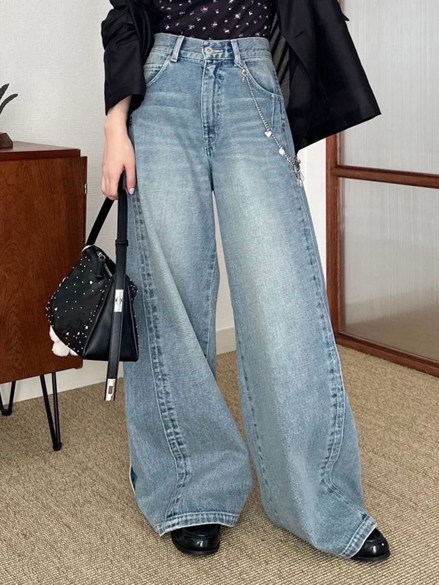 【リリーブラウン/Lily Brown】の【WEB限定00サイズ】ルーズフィットワイドデニムパンツ インテリア・キッズ・メンズ・レディースファッション・服の通販 founy(ファニー) 　ファッション　Fashion　レディースファッション　WOMEN　パンツ　Pants　デニムパンツ　Denim Pants　ジャケット　Jacket　セットアップ　Set Up　センター　Center　デニム　Denim　バランス　Balance　パターン　Pattern　フィット　Fit　ブリーチ　Bleach　プリント　Print　リラックス　Relax　ループ　Loop　レース　Race　LBLU[081]|ID: prp329100004536610 ipo3291000000032232204