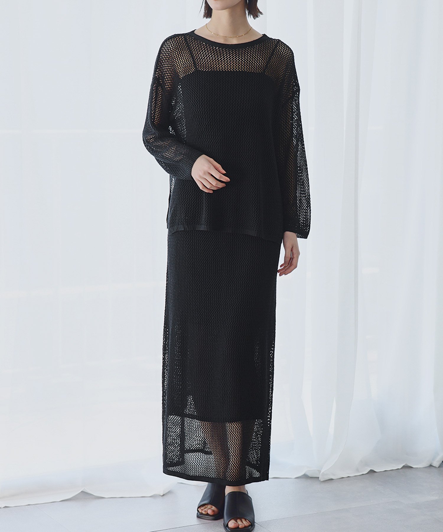 【ガール/GIRL】のメッシュニットシアープルオーバー・ナロースカート セットアップ 上下セット 人気、トレンドファッション・服の通販 founy(ファニー) 　ファッション　Fashion　レディースファッション　WOMEN　セットアップ　Setup　スカート　Skirt　セットアップ　Set Up　再入荷　Restock/Back In Stock/Re Arrival　楽ちん　Easy　 other-1|ID: prp329100004536618 ipo3291000000032058039