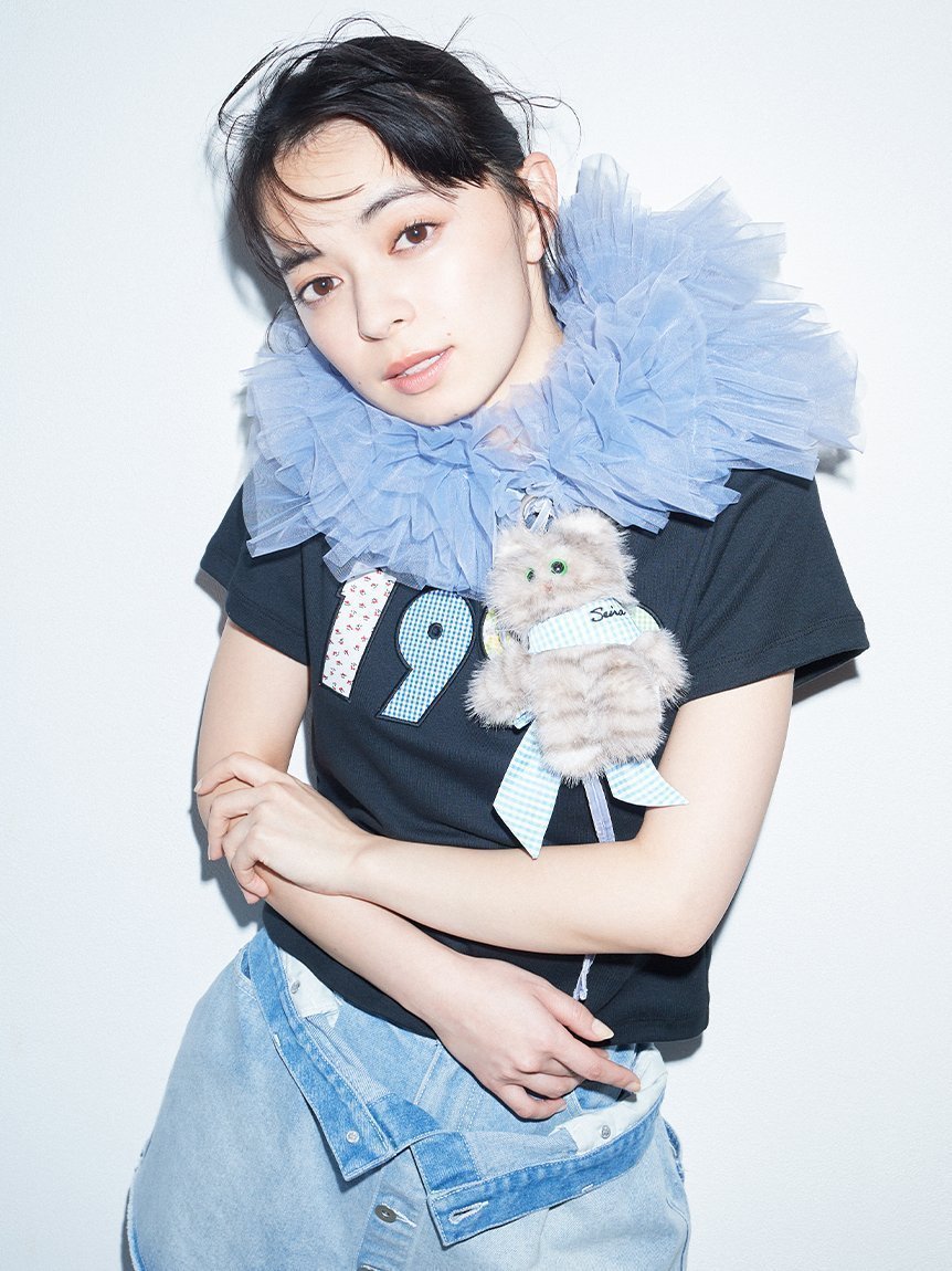 【ファーファー/FURFUR】の【上國料萌衣コラボ】1999アップリケTシャツ インテリア・キッズ・メンズ・レディースファッション・服の通販 founy(ファニー) 　ファッション　Fashion　レディースファッション　WOMEN　トップス・カットソー　Tops/Tshirt　シャツ/ブラウス　Shirts/Blouses　ロング / Tシャツ　T-Shirts　コラボ　Collaboration　BLK[009]|ID: prp329100004536630 ipo3291000000032058117