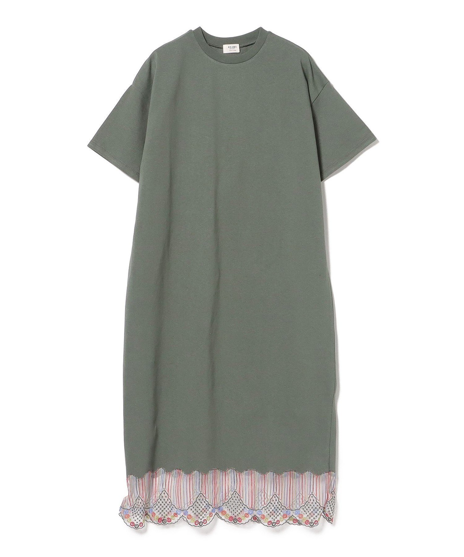 【ビームス ハート/BEAMS HEART】の裾 スカラ レース ワンピース インテリア・キッズ・メンズ・レディースファッション・服の通販 founy(ファニー) 　ファッション　Fashion　レディースファッション　Fashion for Women　ワンピース　Dresses　おすすめ　Recommended / Our Picks　カットソー　Cut and Sewn Top　カラフル　Colorful Design　サンダル　Sandals, Summer Shoes　シンプル　Simple, Minimal　リラックス　Relax, Relaxed Fit　レース　Lace, Lace Fabric　GREEN|ID: prp329100004536701 ipo3291000000033556515