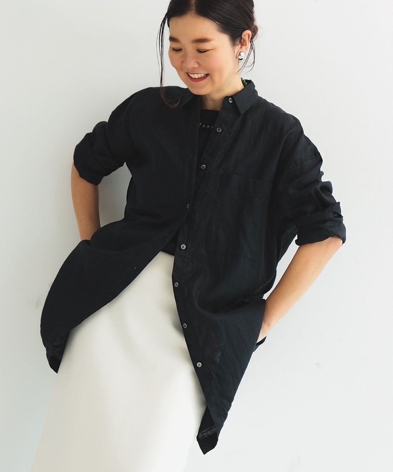 【デミルクス ビームス/Demi-Luxe BEAMS】のビーチサイド シャツ .M インテリア・キッズ・メンズ・レディースファッション・服の通販 founy(ファニー) 　ファッション　Fashion　レディースファッション　Fashion for Women　トップス・カットソー　Cut & Sew Tops　シャツ・ブラウス・オフィスカジュアル　Elegant Blouses & Button-Ups　シンプル　Simple, Minimal　チュニック　Tunic, Long Top　ビーチ　Beach, Seaside　フロント　Front, Front Design　ポケット　Pocket, Pocket Detail　リネン　Linen, Linen Fabric　リラックス　Relax, Relaxed Fit　夏　Summer　水着　Swimsuit, Swimwear　BLACK|ID: prp329100004536709 ipo3291000000032755170