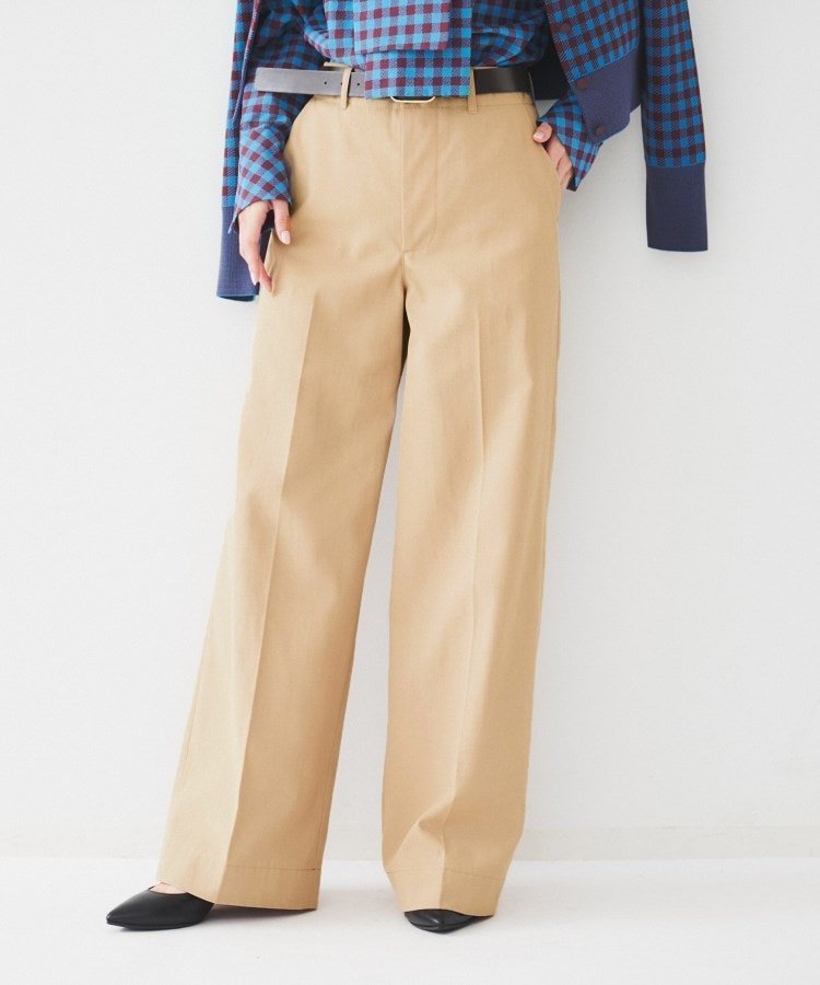 【アンタイトル/UNTITLED】のコットンライク ワイドストレートパンツ インテリア・キッズ・メンズ・レディースファッション・服の通販 founy(ファニー) 　ファッション　Fashion　レディースファッション　WOMEN　パンツ　Pants　コンパクト　Compact　ストレート　Straight　ポケット　Pocket　リネン　Linen　ワイド　Wide　ベージュ|ID: prp329100004536712 ipo3291000000032289858