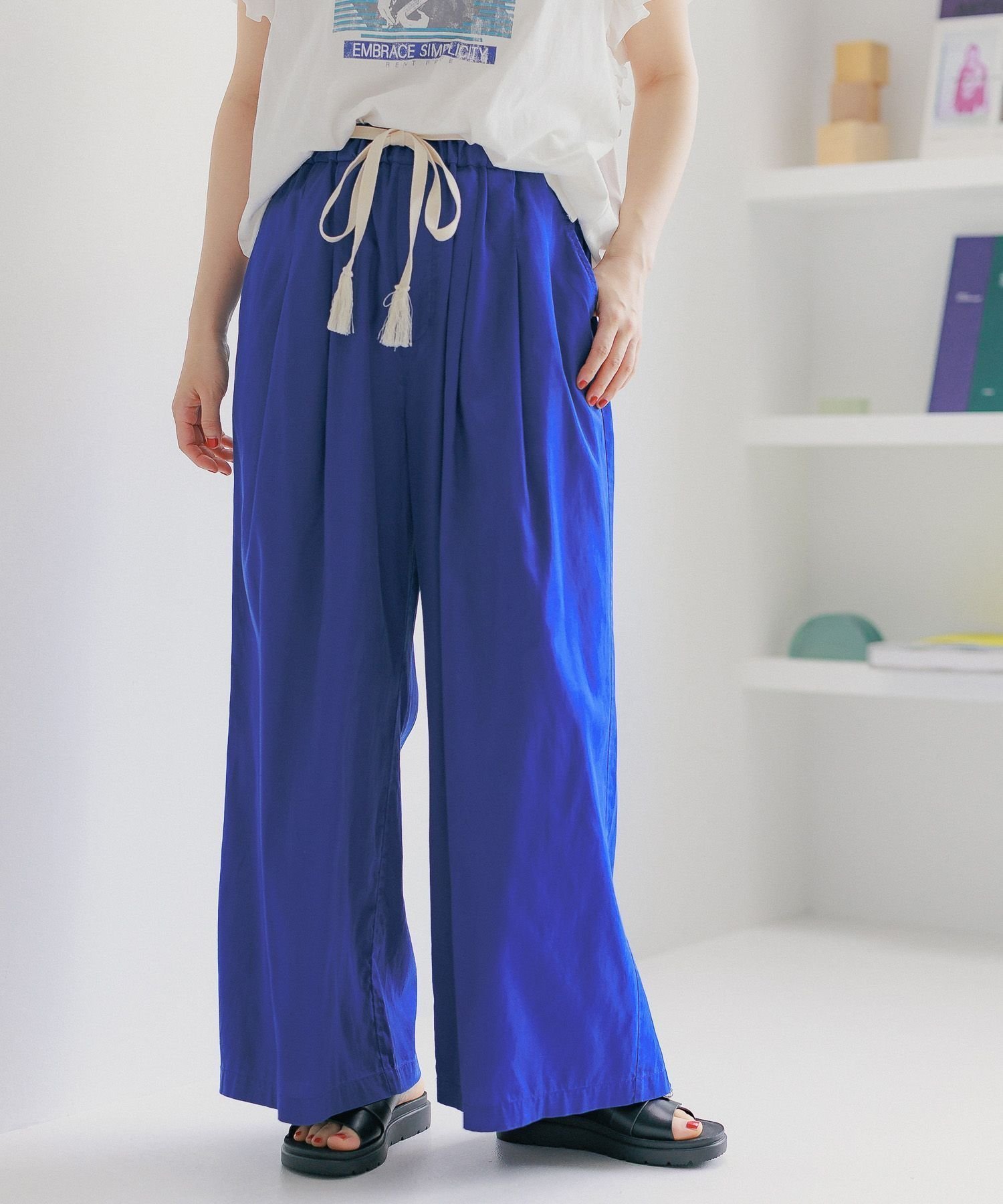 【ニコアンド/niko and】のDRYイージーワイドパンツ インテリア・キッズ・メンズ・レディースファッション・服の通販 founy(ファニー) 　ファッション　Fashion　レディースファッション　WOMEN　パンツ　Pants　おすすめ　Recommend　バランス　Balance　ボトム　Bottom　ワイド　Wide　楽ちん　Easy　ブルー80|ID: prp329100004536727 ipo3291000000032222160