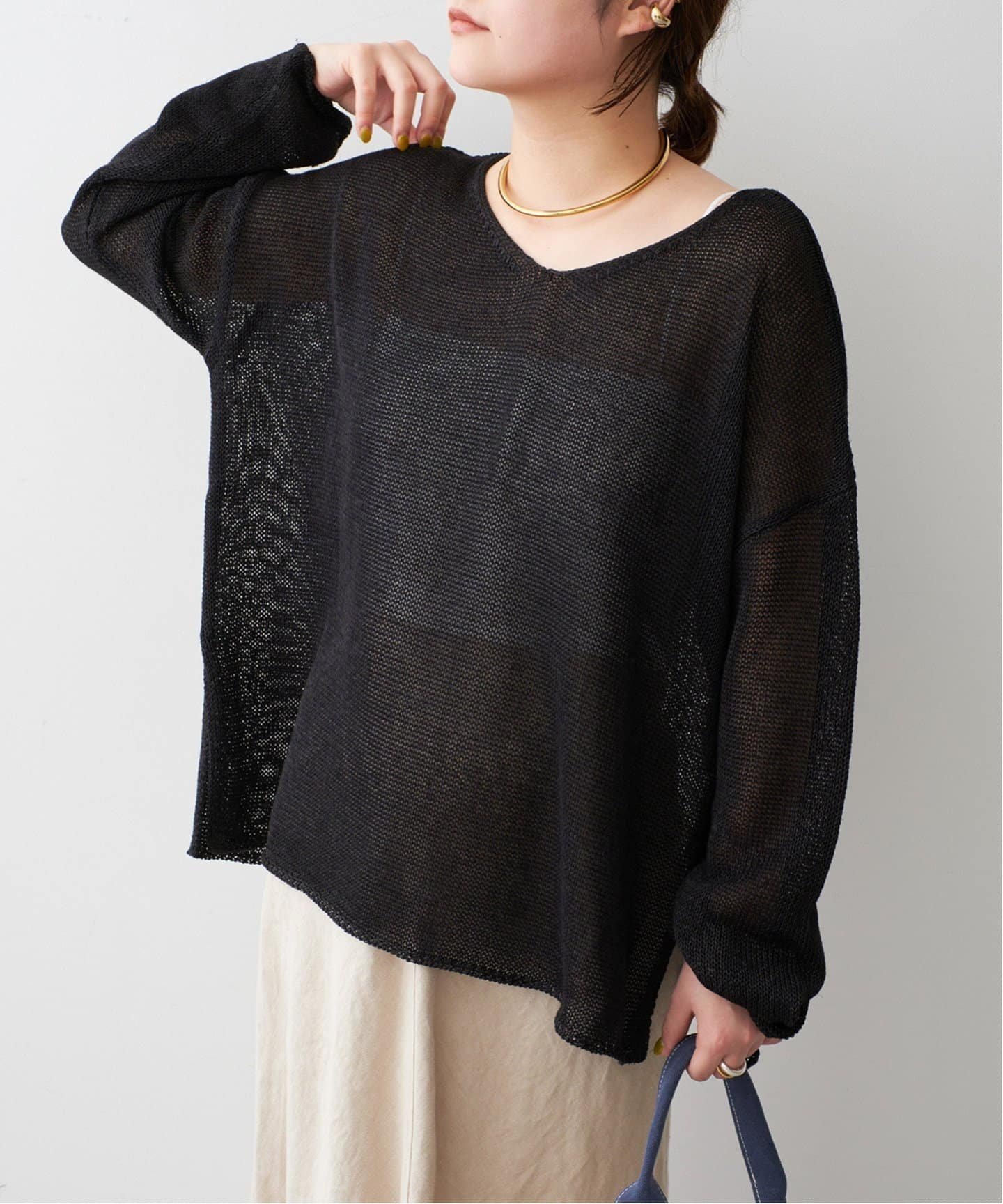 【スピック&スパン/Spick & Span】のリネンミックス2WAYプルオーバー インテリア・キッズ・メンズ・レディースファッション・服の通販 founy(ファニー) 　ファッション　Fashion　レディースファッション　WOMEN　トップス・カットソー　Tops/Tshirt　プルオーバー　Pullover　インナー　Inner　シンプル　Simple　デニム　Denim　ミックス　Mix　リネン　Linen　定番　Standard　ブラック|ID: prp329100004536730 ipo3291000000032058759