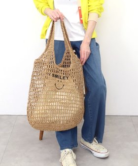 【プードゥドゥ/POU DOU DOU】のSMILEY 透かし編み刺繍入カゴバッグ/A4対応 人気、トレンドファッション・服の通販 founy(ファニー) ファッション Fashion レディースファッション WOMEN ストライプ Stripe フェイス Face ペーパー Paper ワンポイント One Point 人気 Popularity 巾着 Purse 透かし Watermark |ID:prp329100004536762