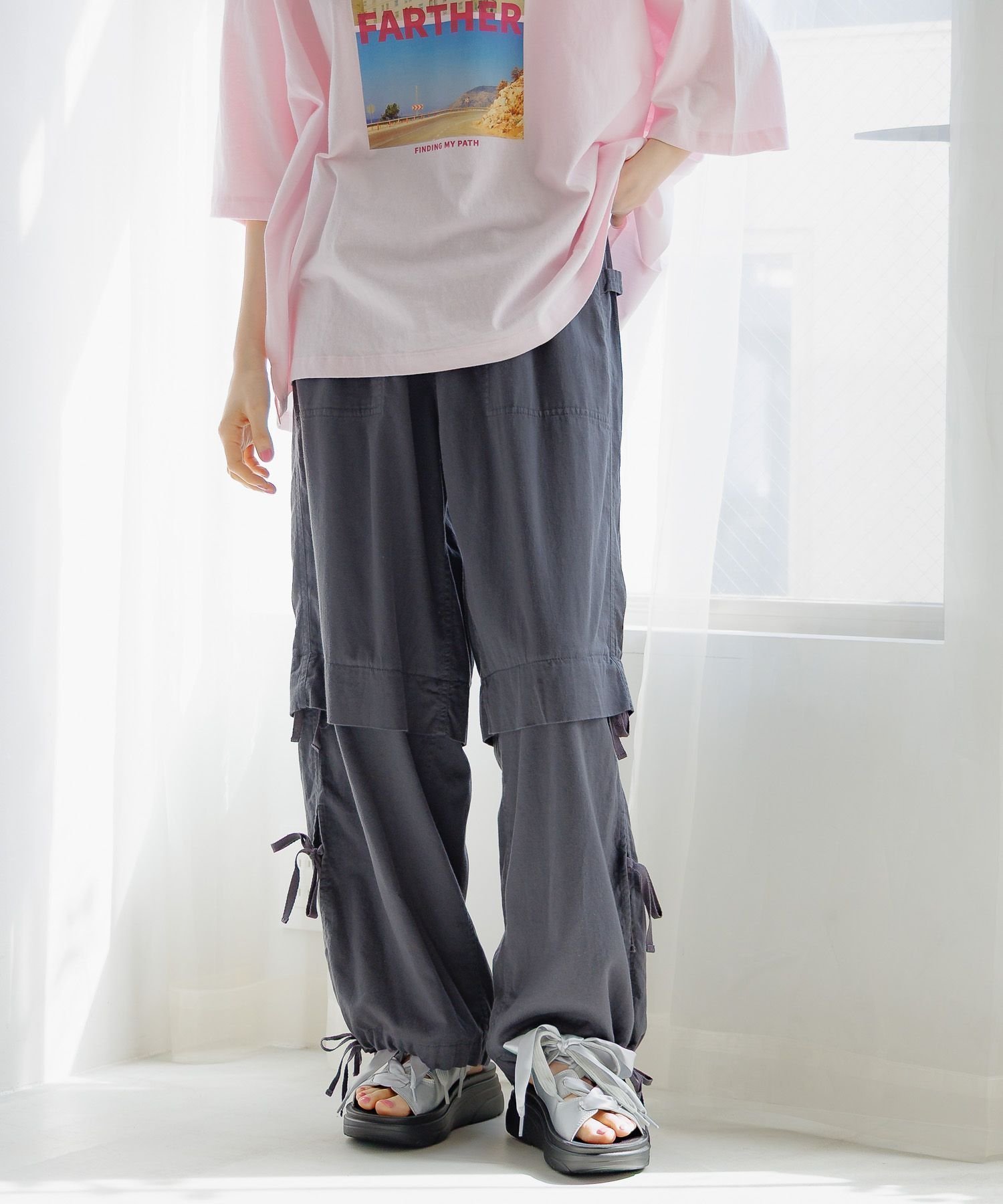 【ニコアンド/niko and】のレイヤードライクスリットパンツ インテリア・キッズ・メンズ・レディースファッション・服の通販 founy(ファニー) 　ファッション　Fashion　レディースファッション　WOMEN　パンツ　Pants　おすすめ　Recommend　スリット　Slit　フェミニン　Feminine　リネン　Linen　リボン　Ribbon　ワイド　Wide　ワンポイント　One Point　ブラック19|ID: prp329100004536771 ipo3291000000032058973