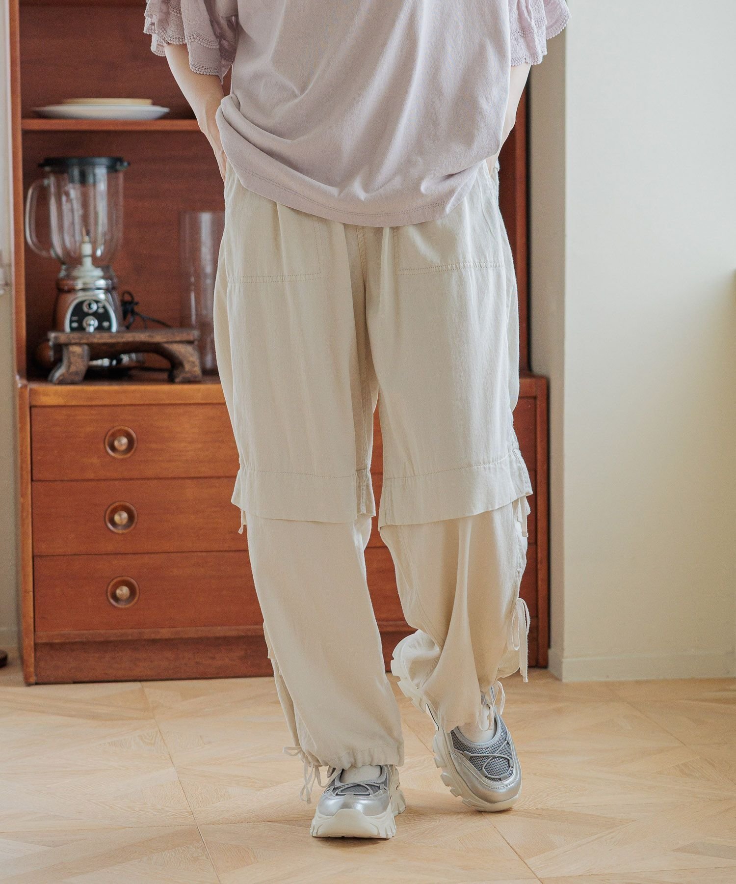 【ニコアンド/niko and】のレイヤードライクスリットパンツ インテリア・キッズ・メンズ・レディースファッション・服の通販 founy(ファニー) 　ファッション　Fashion　レディースファッション　WOMEN　パンツ　Pants　おすすめ　Recommend　スリット　Slit　フェミニン　Feminine　リネン　Linen　リボン　Ribbon　ワイド　Wide　ワンポイント　One Point　アイボリー52|ID: prp329100004536771 ipo3291000000032058975