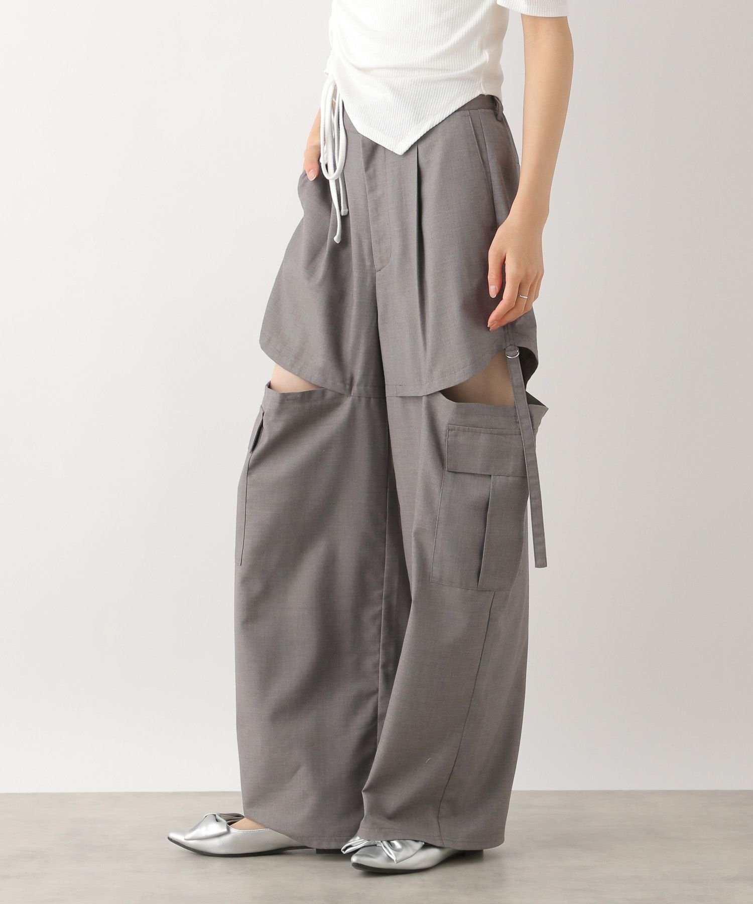 【ヘザー/Heather】のサイドスリットデザインパンツ インテリア・キッズ・メンズ・レディースファッション・服の通販 founy(ファニー) 　ファッション　Fashion　レディースファッション　WOMEN　パンツ　Pants　おすすめ　Recommend　カットソー　Cut And Sew　コンパクト　Compact　ロマンティック　Romantic　人気　Popularity　グレー|ID: prp329100004536826 ipo3291000000032059285