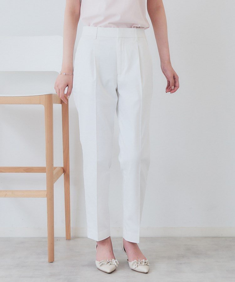 【インデックス/INDEX】の《6色展開/XS-LLサイズ》コンパクトストレッチテーパードパンツ【洗濯機洗い可/吸水速乾/透け防止/イージーアイロン】 インテリア・キッズ・メンズ・レディースファッション・服の通販 founy(ファニー) 　ファッション　Fashion　レディースファッション　Fashion for Women　パンツ　Pants & Trousers　ギンガム　Gingham, Gingham Fabric　コンパクト　Compact, Small Size　吸水　Absorbent, Quick-Dry　サテン　Satin, Glossy Fabric　シンプル　Simple, Minimal　ストレッチ　Stretch, Stretchy Fabric　センター　Center, Center Line　チェック　Check, Plaid, Tartan　フィット　Fit, Slim Fit　ポケット　Pocket, Pocket Detail　無地　Plain, Solid Color　オフホワイト|ID: prp329100004536869 ipo3291000000032756226