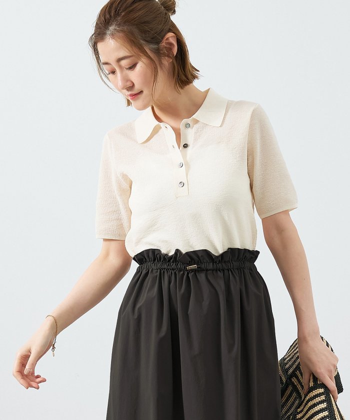 【マイカ ディール/MICA & DEAL】のシアーニットポロシャツ インテリア・キッズ・メンズ・レディースファッション・服の通販 founy(ファニー) https://founy.com/ ファッション Fashion レディースファッション Ladies' Fashion Online トップス・カットソー Tops/Tshirt ニット Knit Tops シャツ/ブラウス Shirts/Blouses ポロシャツ Polo Shirts インナー Inner キャミソール Camisole コンパクト Compact シアー Sheer タンク Tank おすすめ Recommend 夏 Summer |ID: prp329100004536885 ipo3291000000032673054
