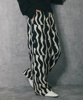 【スマイルオーキッド/SMILE ORCHID】のリネンタッチウェーブ柄プリントラフパンツ 人気、トレンドファッション・服の通販 founy(ファニー) ファッション Fashion レディースファッション WOMEN パンツ Pants ウェーブ Wave オレンジ Orange リネン Linen 今季 This Season |ID:prp329100004536952