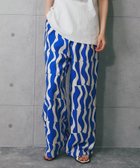 【スマイルオーキッド/SMILE ORCHID】のリネンタッチウェーブ柄プリントラフパンツ 人気、トレンドファッション・服の通販 founy(ファニー) ファッション Fashion レディースファッション WOMEN パンツ Pants ウェーブ Wave オレンジ Orange リネン Linen 今季 This Season thumbnail ブルー|ID: prp329100004536952 ipo3291000000032060021