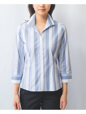 【ナラ カミーチェ/NARACAMICIE】のラメストライプスタンドカラー七分袖シャツ 人気、トレンドファッション・服の通販 founy(ファニー) ファッション Fashion レディースファッション WOMEN トップス・カットソー Tops/Tshirt シャツ/ブラウス Shirts/Blouses おすすめ Recommend エレガント 上品 Elegant シェイプ Shape スタンド Stand ストレッチ Stretch |ID:prp329100004536975