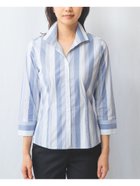 【ナラ カミーチェ/NARACAMICIE】のラメストライプスタンドカラー七分袖シャツ 人気、トレンドファッション・服の通販 founy(ファニー) ファッション Fashion レディースファッション WOMEN トップス・カットソー Tops/Tshirt シャツ/ブラウス Shirts/Blouses おすすめ Recommend エレガント 上品 Elegant シェイプ Shape スタンド Stand ストレッチ Stretch thumbnail ブルー|ID: prp329100004536975 ipo3291000000032060134
