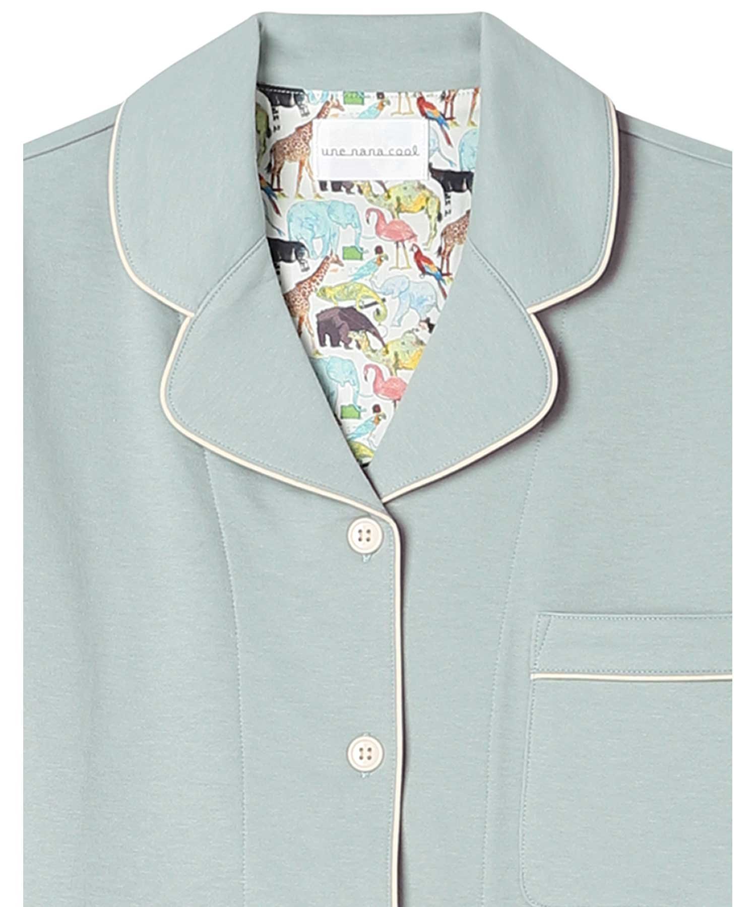 【ウンナナクール/une nana cool】の【綿100%】やわらかバズインレーパジャマ MADE WITH LIBERTY FABRIC インテリア・キッズ・メンズ・レディースファッション・服の通販 founy(ファニー) 　ファッション　Fashion　レディースファッション　WOMEN　パイピング　Piping　パジャマ　Pajamas　プリント　Print　リラックス　Relax　おすすめ　Recommend　グレイッシュブルー|ID: prp329100004536979 ipo3291000000032060178