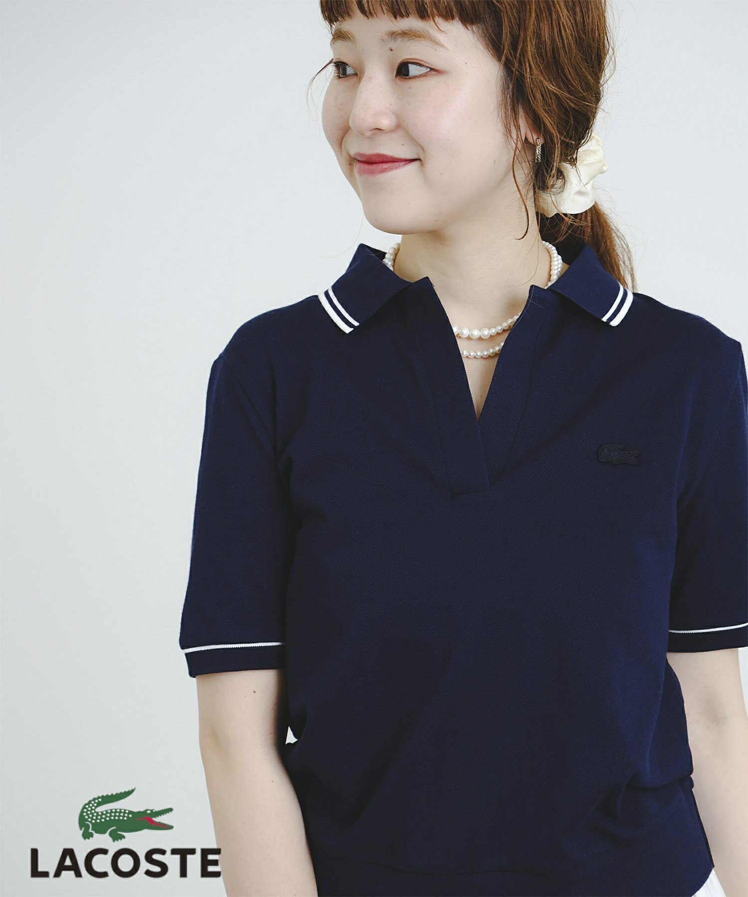 【ビーミングライフストアバイビームス/B:MING LIFE STORE by BEAMS】のLACOSTE / Vネック ポロシャツ(M~L) 25SS 春 母の日 おでかけ インテリア・キッズ・メンズ・レディースファッション・服の通販 founy(ファニー) 　ファッション　Fashion　レディースファッション　WOMEN　トップス・カットソー　Tops/Tshirt　シャツ/ブラウス　Shirts/Blouses　ポロシャツ　Polo Shirts　Vネック　V-Neck　2025年　2025　2025春夏・S/S　Ss,Spring/Summer,2025　シンプル　Simple　ストレッチ　Stretch　スラックス　Slacks　デニム　Denim　ポロシャツ　Polo Shirt　リブニット　Rib Knit　春　Spring　鹿の子　Pique　NAVY_BLUE|ID: prp329100004536988 ipo3291000000032060301