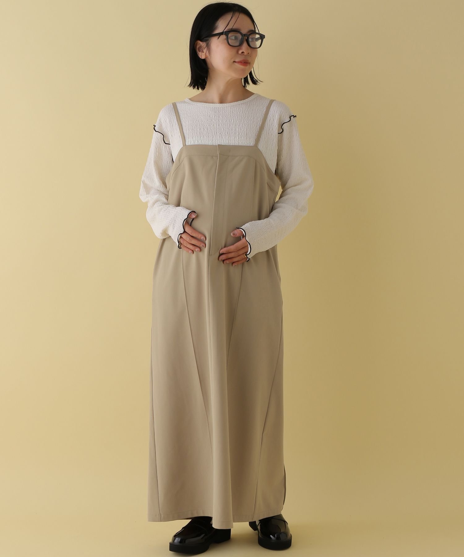 【その他のブランド/Other】の【産前・産後対応】マタニティ/TRパネルストレートワンピース インテリア・キッズ・メンズ・レディースファッション・服の通販 founy(ファニー) 　ファッション　Fashion　キッズファッション　KIDS　ワンピース　Dress/Kids　おすすめ　Recommend　キャミワンピース　Cami Dress　ジップ　Zip　ジャケット　Jacket　ストレート　Straight　セットアップ　Set Up　ルーズ　Loose　人気　Popularity　サンドベージュ53|ID: prp329100004536995 ipo3291000000032095765