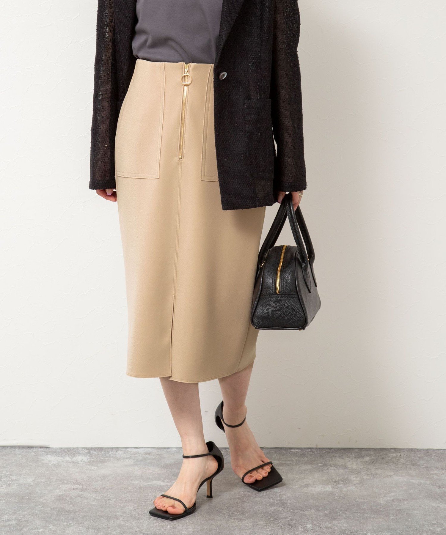 【ノーリーズ/NOLLEY'S】のウォッシャブルボンディングジョーゼットハーフジップタイトスカート インテリア・キッズ・メンズ・レディースファッション・服の通販 founy(ファニー) 　ファッション　Fashion　レディースファッション　WOMEN　スカート　Skirt　2025年　2025　2025春夏・S/S　Ss,Spring/Summer,2025　おすすめ　Recommend　ジャージ　Jersey　ジョーゼット　Georgette　フロント　Front　ボンディング　Bonding　人気　Popularity　定番　Standard　ビジネス 仕事 通勤　Business　ベージュ|ID: prp329100004537010 ipo3291000000032060480