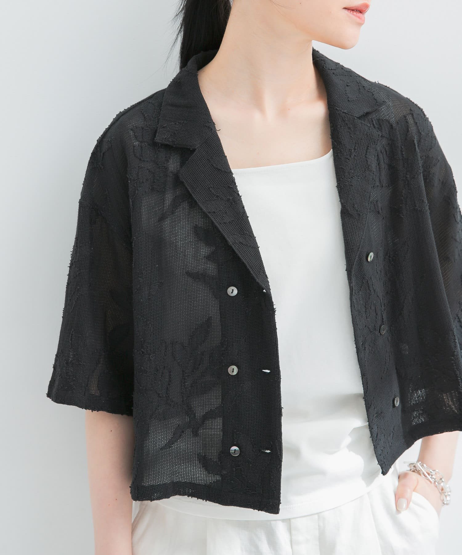 【アーバンリサーチ/URBAN RESEARCH】のカラミジャガードショートシャツ 人気、トレンドファッション・服の通販 founy(ファニー) 　ファッション　Fashion　レディースファッション　WOMEN　トップス・カットソー　Tops/Tshirt　シャツ/ブラウス　Shirts/Blouses　2025年　2025　2025春夏・S/S　Ss,Spring/Summer,2025　インド　India　サマー　Summer　シンプル　Simple　スラックス　Slacks　デニム　Denim　リーフ　Leaf　夏　Summer　S/S・春夏　Ss・Spring/Summer　 other-1|ID: prp329100004537015 ipo3291000000032320282
