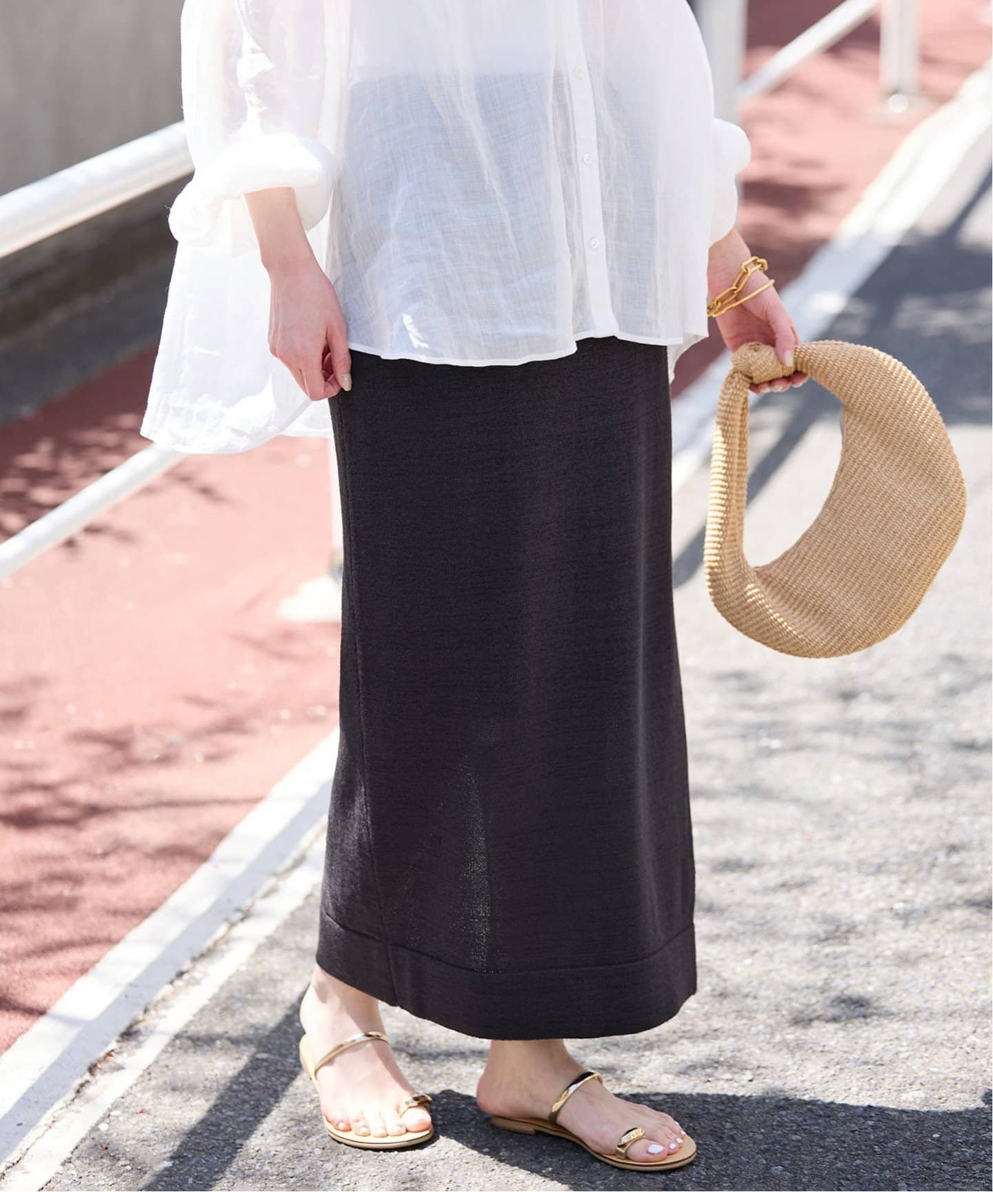 【スローブ イエナ/SLOBE IENA】のテープヤーンニットスカート 人気、トレンドファッション・服の通販 founy(ファニー) 　ファッション　Fashion　レディースファッション　WOMEN　スカート　Skirt　2025年　2025　2025春夏・S/S　Ss,Spring/Summer,2025　カーディガン　Cardigan　サンダル　Sandals　スリット　Slit　バランス　Balance　リラックス　Relax　 other-1|ID: prp329100004537029 ipo3291000000032303134