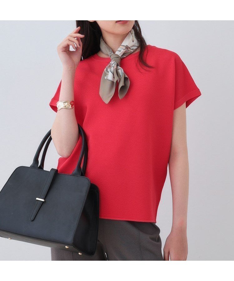 【インディヴィ/INDIVI】の新色登場!【洗える/清涼感】レーヨンストレッチ フレンチスリーブニット インテリア・キッズ・メンズ・レディースファッション・服の通販 founy(ファニー) 　ファッション　Fashion　レディースファッション　Fashion for Women　トップス・カットソー　Cut & Sew Tops　ニット　Knit Tops & Sweaters　洗える　Machine Washable　ストレッチ　Stretch, Stretchy Fabric　定番　Standard, Basic Item　人気　Popular, Best Seller　バランス　Balance, Style Balance　ボトム　Bottoms, Lower Wear　ボーダー　Border, Stripe　無地　Plain, Solid Color　ロング　Long, Long-Length　夏　Summer　レッド|ID: prp329100004537046 ipo3291000000033606505