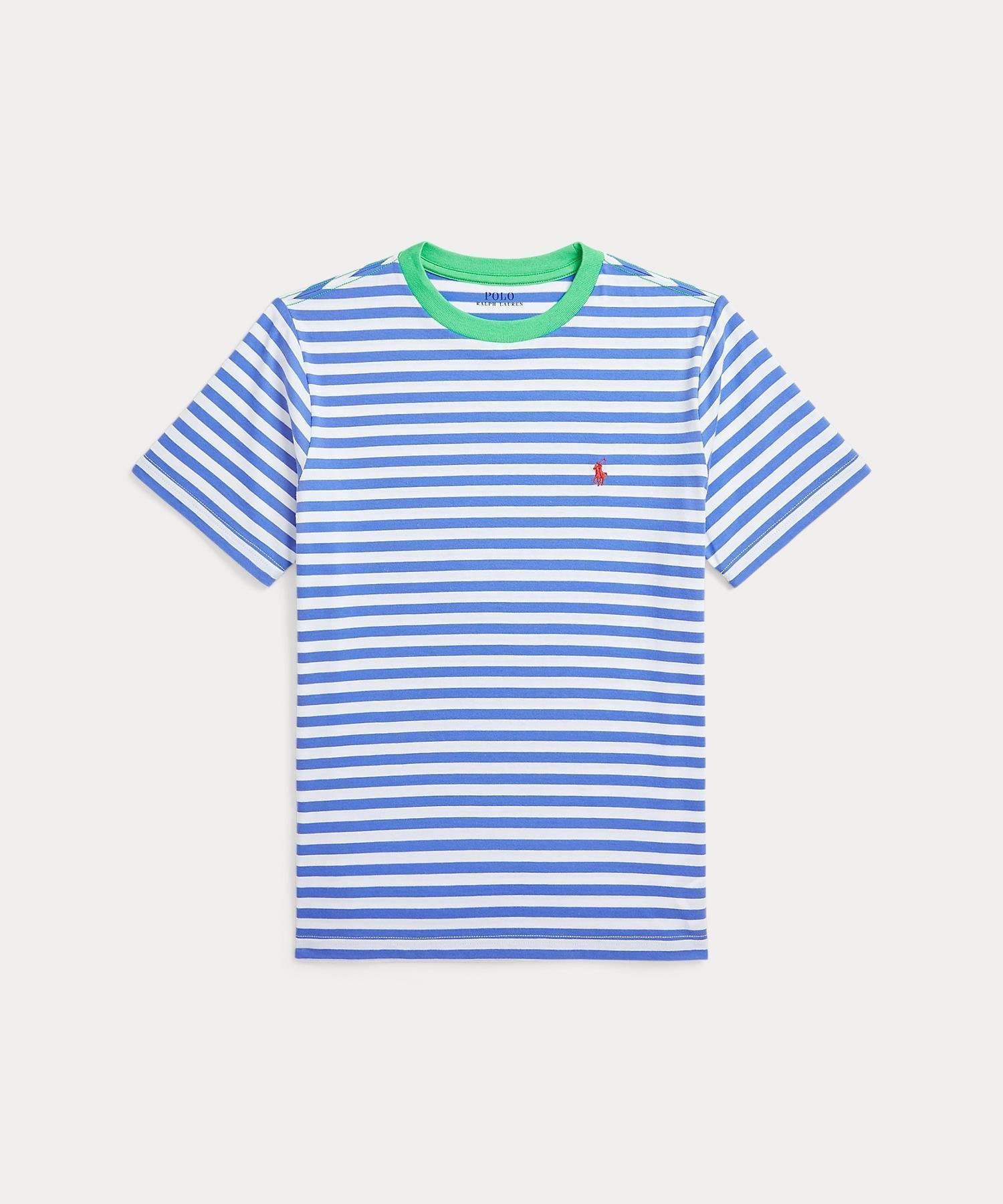 【ラルフローレン/RALPH LAUREN / KIDS】の(ボーイズ 8才~20才)ストライプド コットン ジャージー Tシャツ インテリア・キッズ・メンズ・レディースファッション・服の通販 founy(ファニー) 　ファッション　Fashion　キッズファッション　Fashion for Kids　ウォッシュ　Washed Finish　クラシック　Classic, Timeless Style　ストライプ　Stripe, Striped Pattern　ボーイズ　Boyish, Boy Style　半袖　Short Sleeve, Half Sleeve　400ブルー|ID: prp329100004537048 ipo3291000000032710452
