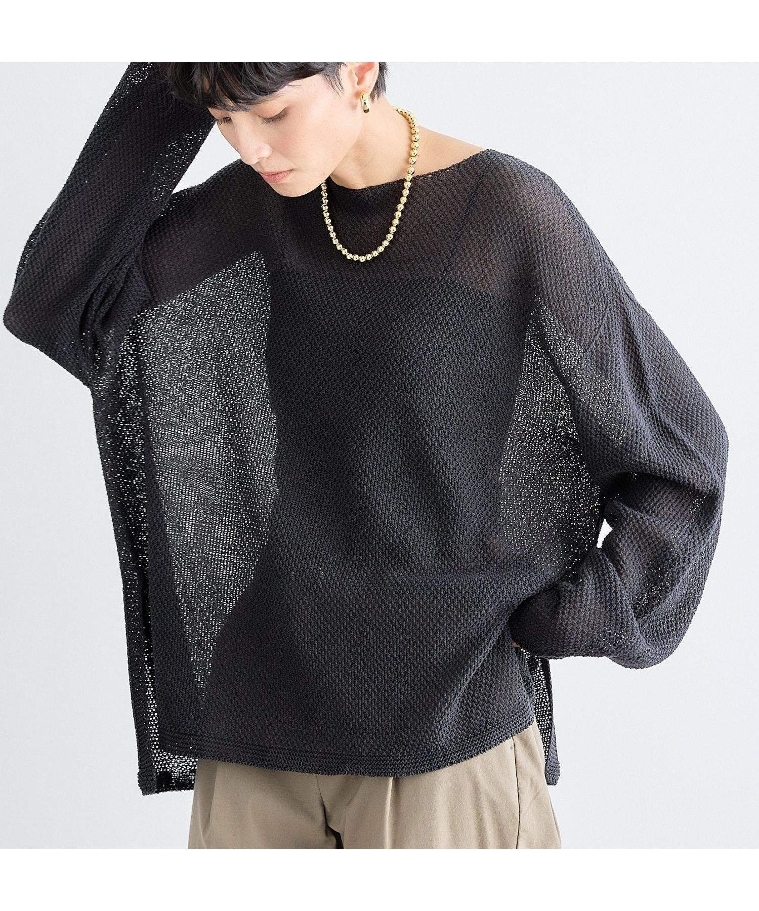 【バンヤードストーム/BARNYARDSTORM】のペーパーリラックスニット インテリア・キッズ・メンズ・レディースファッション・服の通販 founy(ファニー) 　ファッション　Fashion　レディースファッション　WOMEN　トップス・カットソー　Tops/Tshirt　ニット　Knit Tops　おすすめ　Recommend　スタイリッシュ　Stylish　スリット　Slit　デニム　Denim　トレンド　Trend　ワイド　Wide　ブラック19|ID: prp329100004537111 ipo3291000000032061197