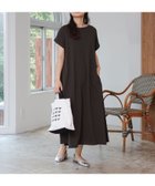 【ビームス ハート/BEAMS HEART】の【洗濯機OK/ロング丈/フレンチスリーブ/ゆったり/Aライン】後ボタン 異素材 ワンピース CHARCOAL|ID: prp329100004537666 ipo3291000000033567085