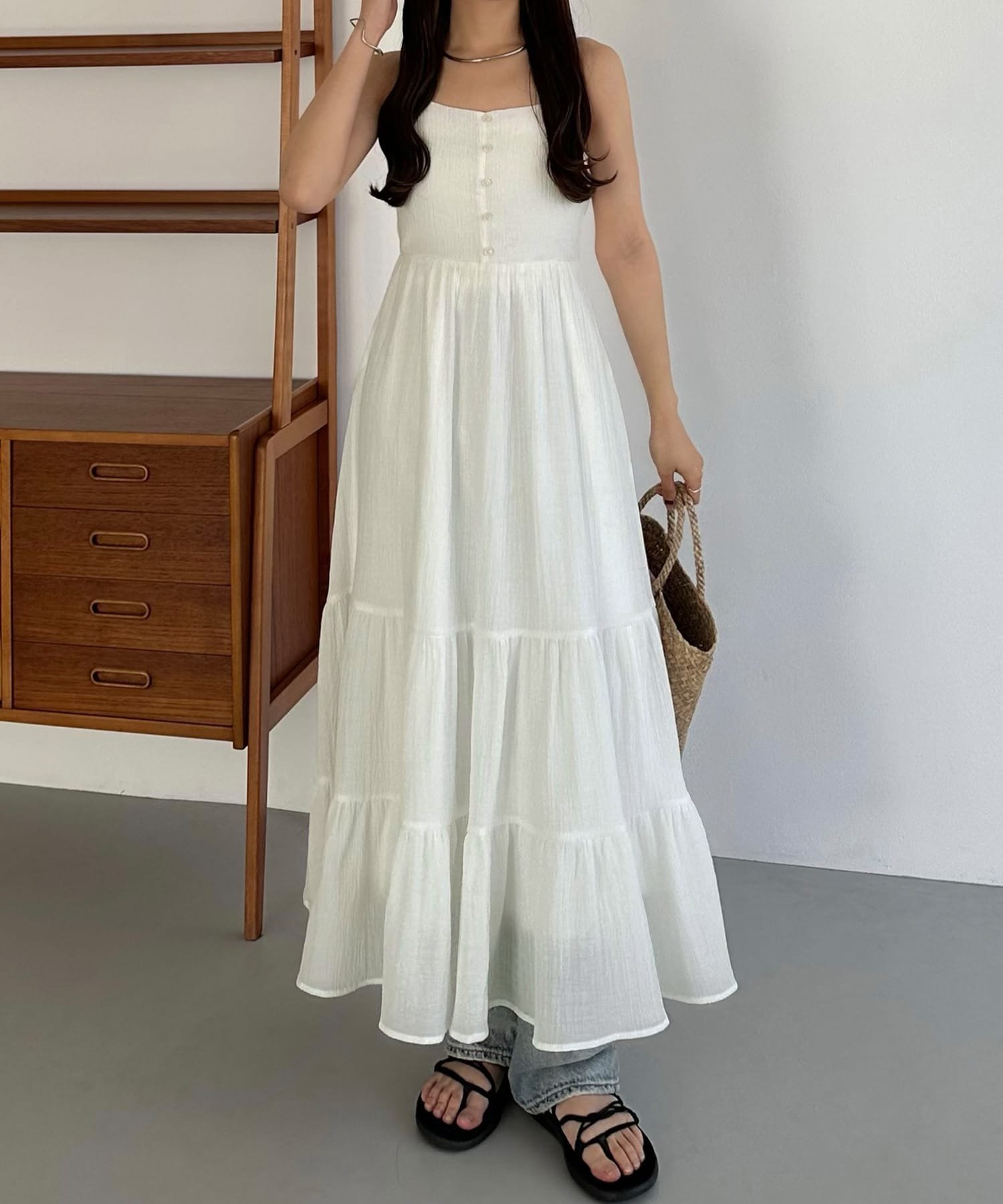 【ジュノア/JUNOAH】のcallautia キャミワンピース インテリア・キッズ・メンズ・レディースファッション・服の通販 founy(ファニー) 　ファッション　Fashion　レディースファッション　Ladies' Fashion Online　ワンピース　Dress　キャミワンピース　No Sleeve Dresses　キャミワンピース　Cami Dress　ホワイト|ID: prp329100004537708 ipo3291000000032643024