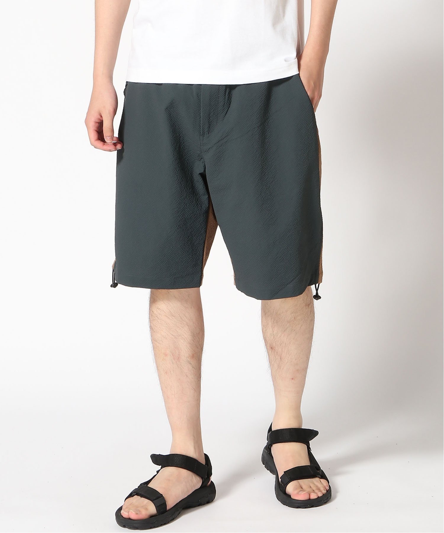 【ジムマスター/gym master / MEN】のgym master/ULGRIDシアサッカードローコードショーツ インテリア・キッズ・メンズ・レディースファッション・服の通販 founy(ファニー) 　ファッション　Fashion　メンズファッション　MEN　クラシカル　Classical　ショート　Short　スポーツ　Sports　セットアップ　Set Up　ドローコード　Draw Cord　ポケット　Pocket　メッシュ　Mesh　軽量　Lightweight　オリーブ×ベージュ|ID: prp329100004537753 ipo3291000000032065149