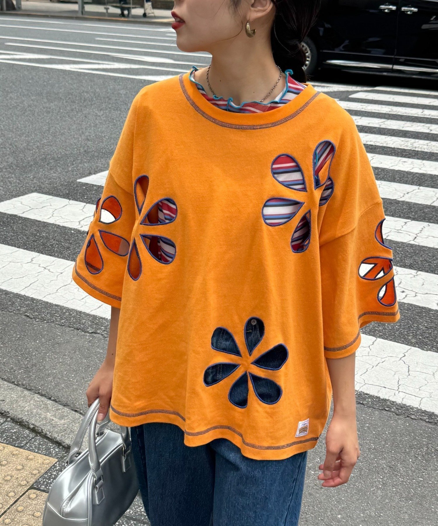 【チャオパニックティピー/CIAOPANIC TYPY】の【HELLO.SANFRANCISCO】フラワーカットビッグTEE インテリア・キッズ・メンズ・レディースファッション・服の通販 founy(ファニー) 　ファッション　Fashion　レディースファッション　Ladies' Fashion Online　インナー　Inner　オレンジ　Orange　ガーリー　Girly　キャミ　Cami　ショート　Short　デニム　Denim　トレンド　Trend　定番　Standard　人気　Popularity　フラワー　Flower　ルーズ　Loose　A/W・秋冬　Aw・Autumn/Winter・Fw・Fall-Winter　おすすめ　Recommend　夏　Summer　オレンジ|ID: prp329100004537800 ipo3291000000032657725