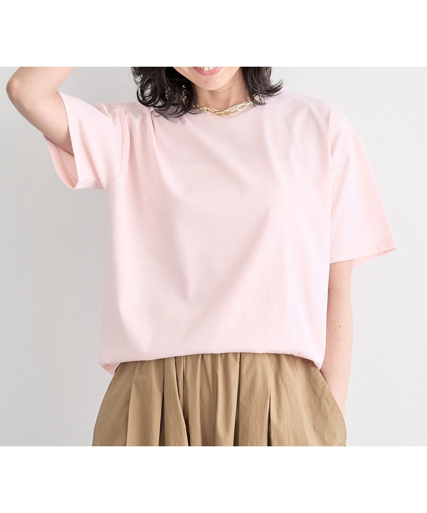 【バンヤードストーム/BARNYARDSTORM】のGIZAコットンTシャツ 汗染み軽減 インテリア・キッズ・メンズ・レディースファッション・服の通販 founy(ファニー) 　ファッション　Fashion　レディースファッション　WOMEN　トップス・カットソー　Tops/Tshirt　シャツ/ブラウス　Shirts/Blouses　ロング / Tシャツ　T-Shirts　おすすめ　Recommend　インナー　Inner　カットソー　Cut And Sew　デニム　Denim　ボトム　Bottom　リネン　Linen　ビジネス 仕事 通勤　Business　春　Spring　ピンク20|ID: prp329100004537832 ipo3291000000032065575