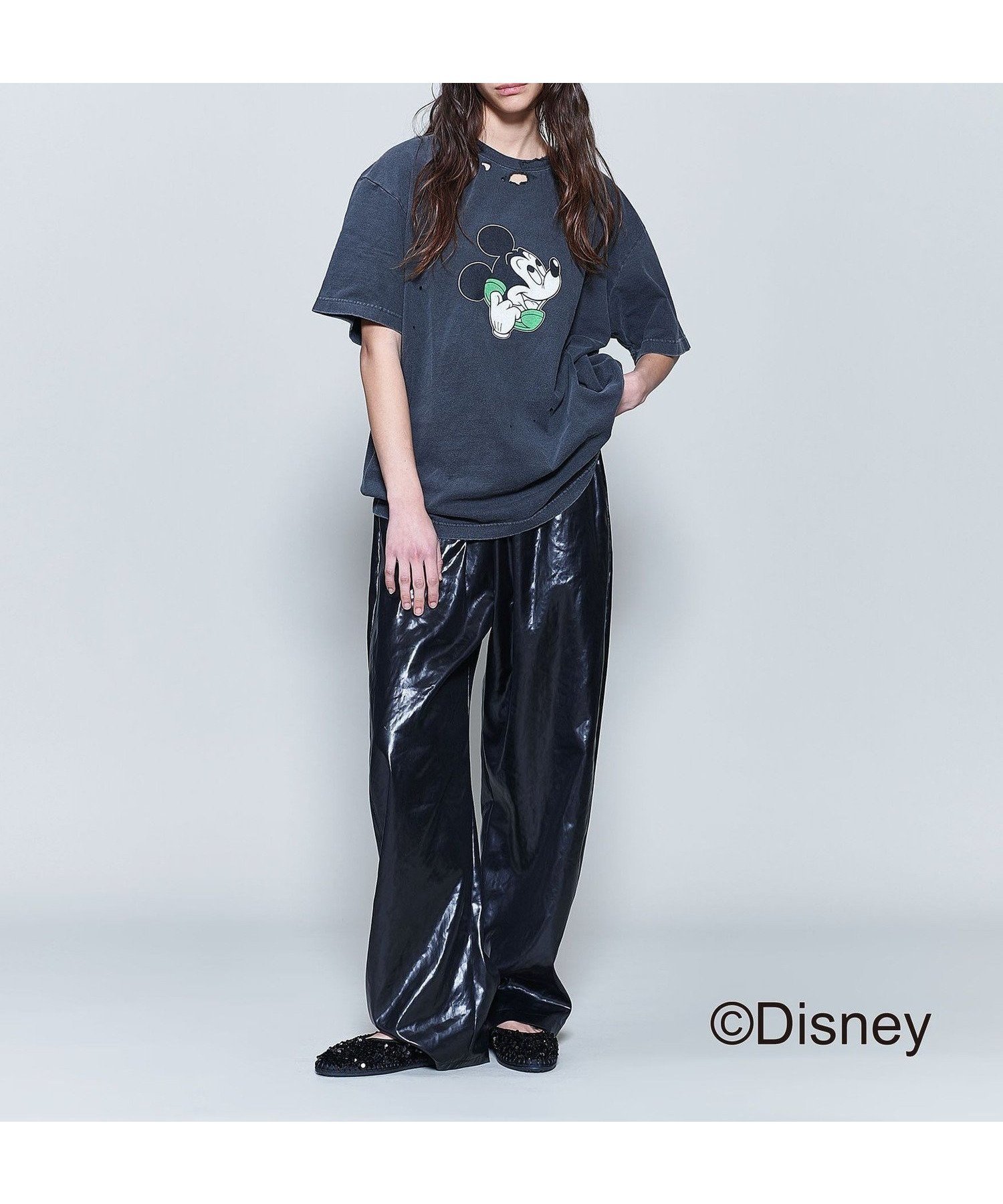 【ビューティ&ユース ユナイテッドアローズ/BEAUTY&YOUTH / UNITED ARROWS】の6(ROKU) MICKEY/Tシャツ インテリア・キッズ・メンズ・レディースファッション・服の通販 founy(ファニー) 　ファッション　Fashion　レディースファッション　Fashion for Women　トップス・カットソー　Cut & Sew Tops　シャツ・ブラウス・オフィスカジュアル　Elegant Blouses & Button-Ups　ロングTシャツ・Tシャツ　Longline T-Shirts & Tees　イラスト　Illustration　ダメージ　Distressed, Destroyed　プリント　Print, Printed Pattern　BLACK|ID: prp329100004537845 ipo3291000000034717503