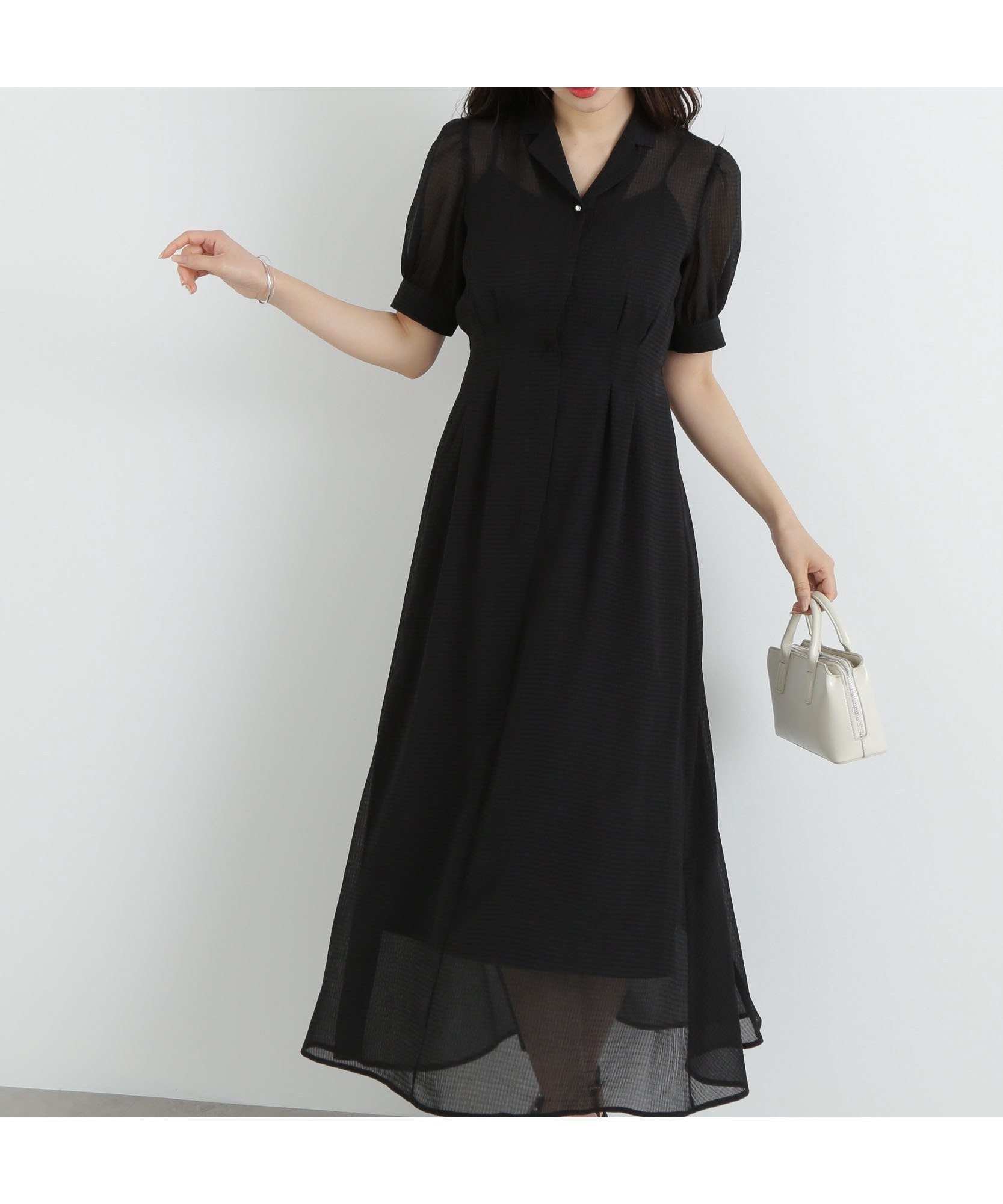 【プロポーション ボディドレッシング/PROPORTION BODY DRESSING】のシアーシャツワンピース インテリア・キッズ・メンズ・レディースファッション・服の通販 founy(ファニー) 　ファッション　Fashion　レディースファッション　WOMEN　ワンピース　Dress　シャツワンピース　Shirt Dresses　インナー　Inner　ギャザー　Gather　シアー　Sheer　チェック　Check　ブラック|ID: prp329100004537905 ipo3291000000032261596