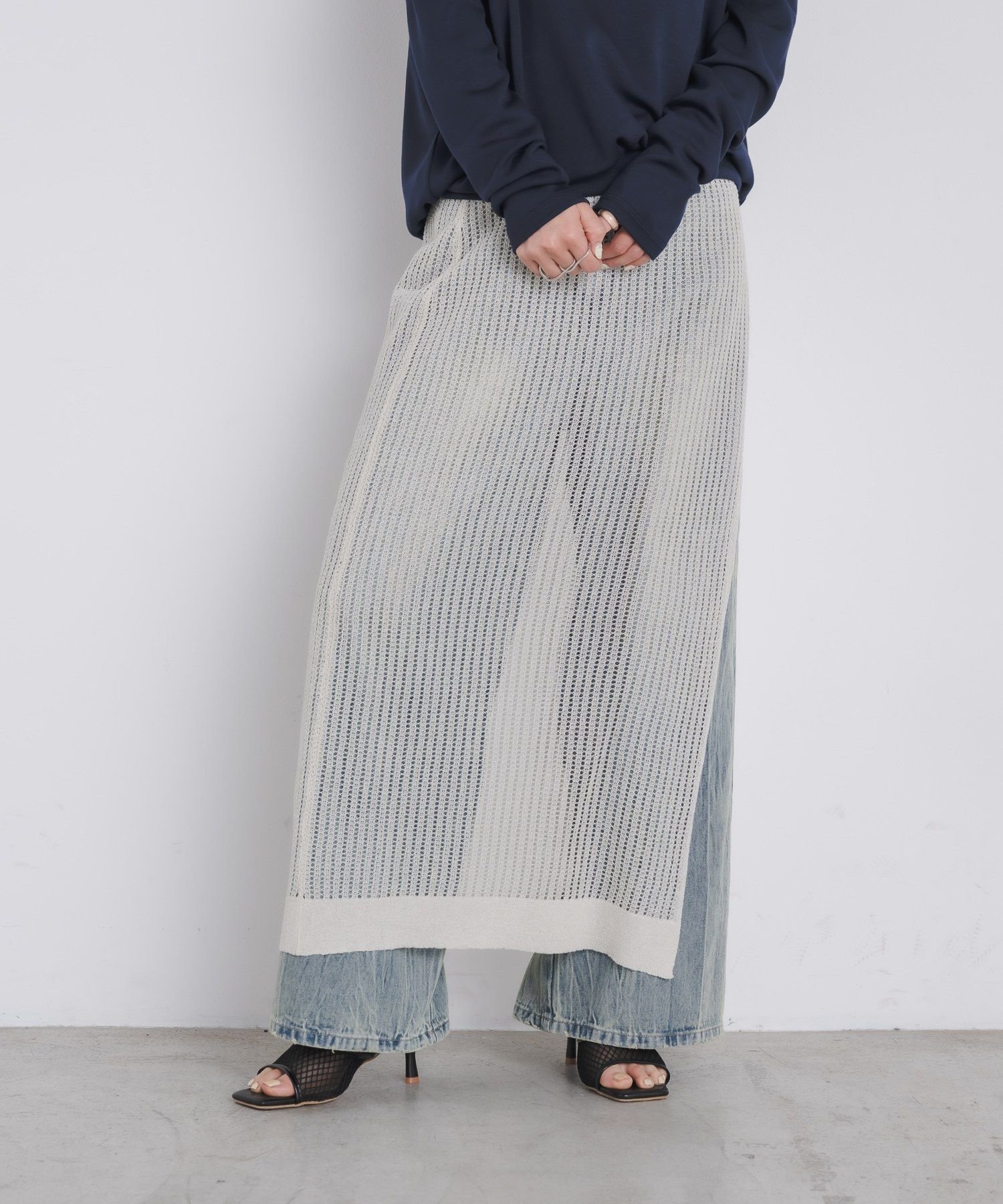 【レトロガール/RETRO GIRL】のlayered knit sk インテリア・キッズ・メンズ・レディースファッション・服の通販 founy(ファニー) 　ファッション　Fashion　レディースファッション　WOMEN　トップス・カットソー　Tops/Tshirt　ニット　Knit Tops　2025年　2025　2025春夏・S/S　Ss,Spring/Summer,2025　おすすめ　Recommend　サマー　Summer　シンプル　Simple　スリット　Slit　デニム　Denim　ベージュ|ID: prp329100004537948 ipo3291000000032105809