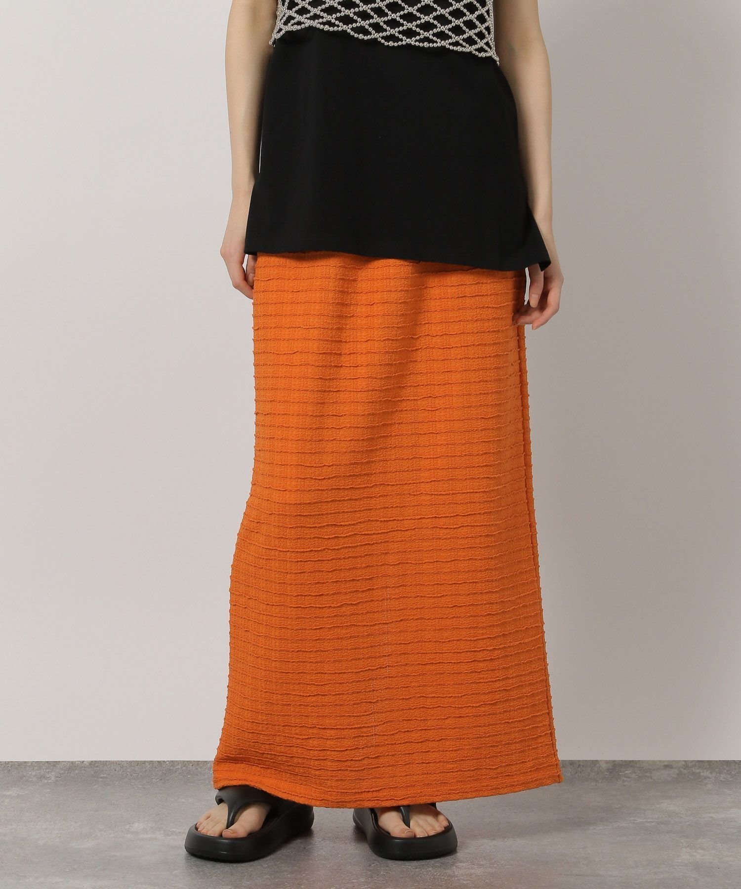 【ラコレ/LAKOLE】のカットシャーリングナロースカート インテリア・キッズ・メンズ・レディースファッション・服の通販 founy(ファニー) 　ファッション　Fashion　レディースファッション　WOMEN　スカート　Skirt　シンプル　Simple　スリット　Slit　フェミニン　Feminine　オレンジ|ID: prp329100004537951 ipo3291000000032355732