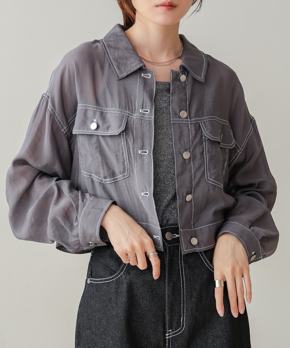 【バブ ブージュルード/Bab Bou Jeloud】のシアーシャツブルゾン インテリア・キッズ・メンズ・レディースファッション・服の通販 founy(ファニー) 　ファッション　Fashion　レディースファッション　Fashion for Women　アウター　Coat / Outerwear Collection　ブルゾンジャケット・スポーティアウター　Blouson Jackets　トップス・カットソー　Cut & Sew Tops　シャツ・ブラウス・オフィスカジュアル　Elegant Blouses & Button-Ups　おすすめ　Recommended / Our Picks　オーガンジー　Organza Fabric　クール　Cool, Chic　シアー　Sheer, See-Through　ショート　Short, Short Length　シンプル　Simple, Minimal　ジャケット　Jacket, Outerwear　ジーンズ　Jeans, Denim Pants　スラックス　Slacks, Dress Pants　デニム　Denim, Jeans Material　バランス　Balance, Style Balance　ブルゾン　Blouson, Bomber Jacket　CCL|ID: prp329100004537971 ipo3291000000033057628