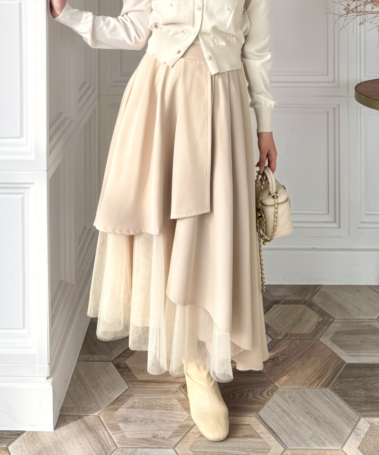 【クリア/clear】のチュールドッキングアシンメトリースカート インテリア・キッズ・メンズ・レディースファッション・服の通販 founy(ファニー) 　ファッション　Fashion　レディースファッション　WOMEN　スカート　Skirt　おすすめ　Recommend　チュール　Tulle　ドッキング　Docking　フェミニン　Feminine　春　Spring　LBE|ID: prp329100004537998 ipo3291000000032315584