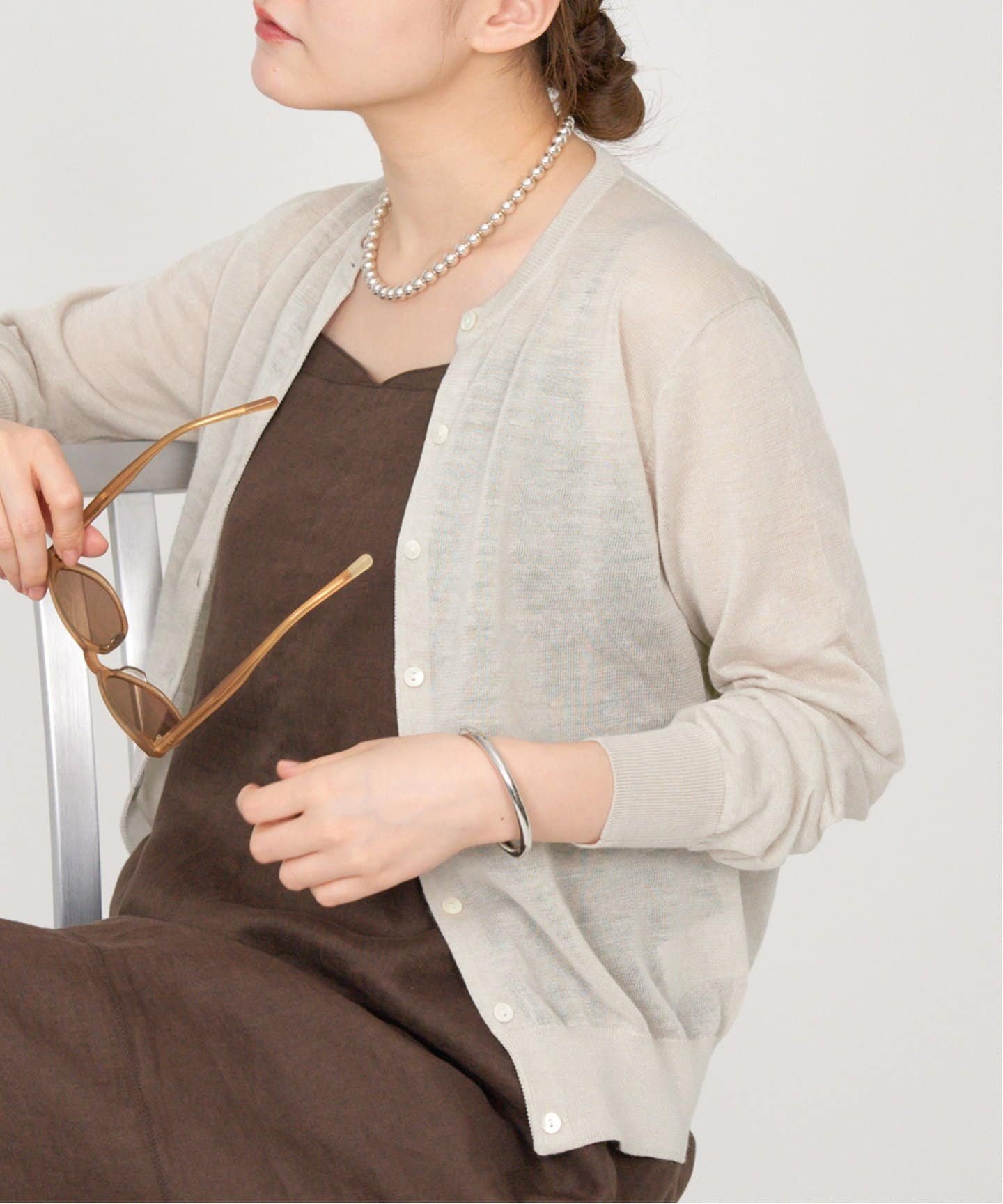 【イエナ/IENA】のラミークルーネックカーディガン インテリア・キッズ・メンズ・レディースファッション・服の通販 founy(ファニー) 　ファッション　Fashion　レディースファッション　Ladies' Fashion Online　トップス・カットソー　Tops/Tshirt　カーディガン　Cardigans　2025年　2025　2025春夏・S/S　Ss,Spring/Summer,2025　おすすめ　Recommend　アンサンブル　Ensemble　ノースリーブ　No Sleeve　エレガント 上品　Elegant　ナチュラル|ID: prp329100004538008 ipo3291000000032673853