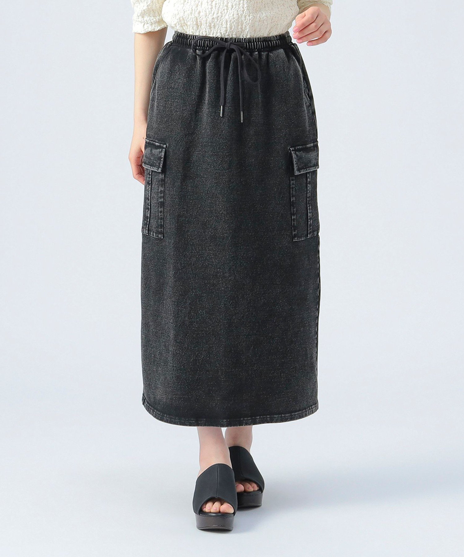 【ビームス ハート/BEAMS HEART】のカットデニム ロングスカート インテリア・キッズ・メンズ・レディースファッション・服の通販 founy(ファニー) 　ファッション　Fashion　レディースファッション　Fashion for Women　スカート　Skirts　ロングスカート　Long Skirts / Maxi & Midi Skirts　クール　Cool, Chic　シンプル　Simple, Minimal　ジャケット　Jacket, Outerwear　スウェット / スエット　Sweatshirt, Sweatwear　デニム　Denim, Jeans Material　ポケット　Pocket, Pocket Detail　ロング　Long, Long-Length　BLACK|ID: prp329100004538071 ipo3291000000032724135