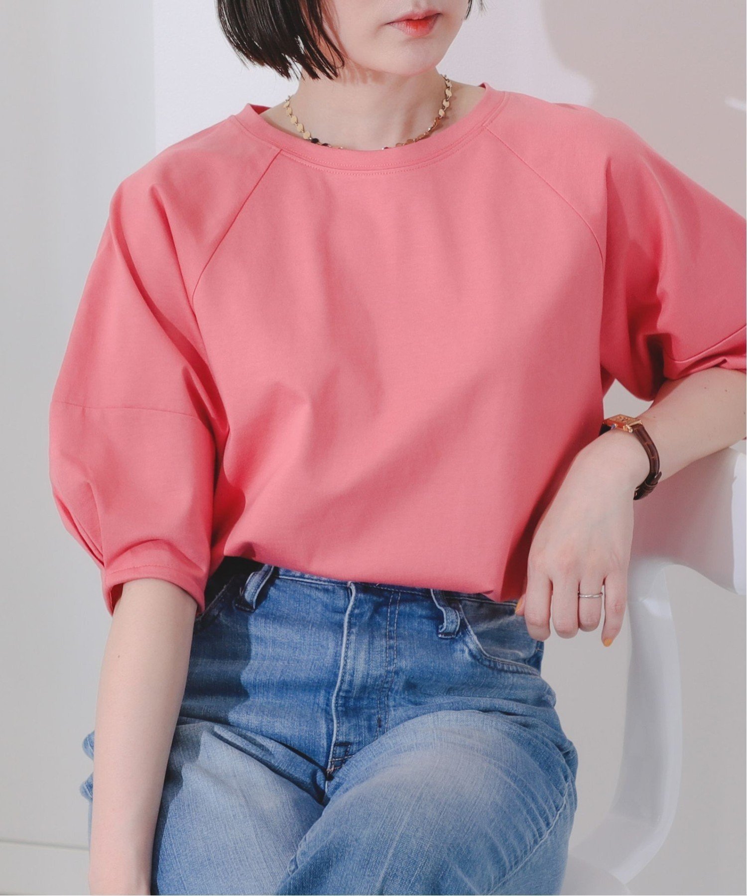 【ビーミングライフストアバイビームス/B:MING LIFE STORE by BEAMS】の【+15%ポイントバック】シルケット ワイドスリーブ Tシャツ 25SS 夏まで使える きれいめ ウォッシャブル 母の日 インテリア・キッズ・メンズ・レディースファッション・服の通販 founy(ファニー) 　ファッション　Fashion　レディースファッション　WOMEN　トップス・カットソー　Tops/Tshirt　シャツ/ブラウス　Shirts/Blouses　ロング / Tシャツ　T-Shirts　バッグ　Bag　インナー　Inner　ウォッシャブル　Washable　春　Spring　カーゴパンツ　Cargo Pants　クール　Cool　シルケット　Mercerization　シンプル　Simple　スリーブ　Sleeve　とろみ　Thickness　デニム　Denim　定番　Standard　人気　Popularity　バランス　Balance　ロング　Long　ワイド　Wide　おすすめ　Recommend　夏　Summer　2025年　2025　2025春夏・S/S　Ss,Spring/Summer,2025　PINK|ID: prp329100004538195 ipo3291000000032067594