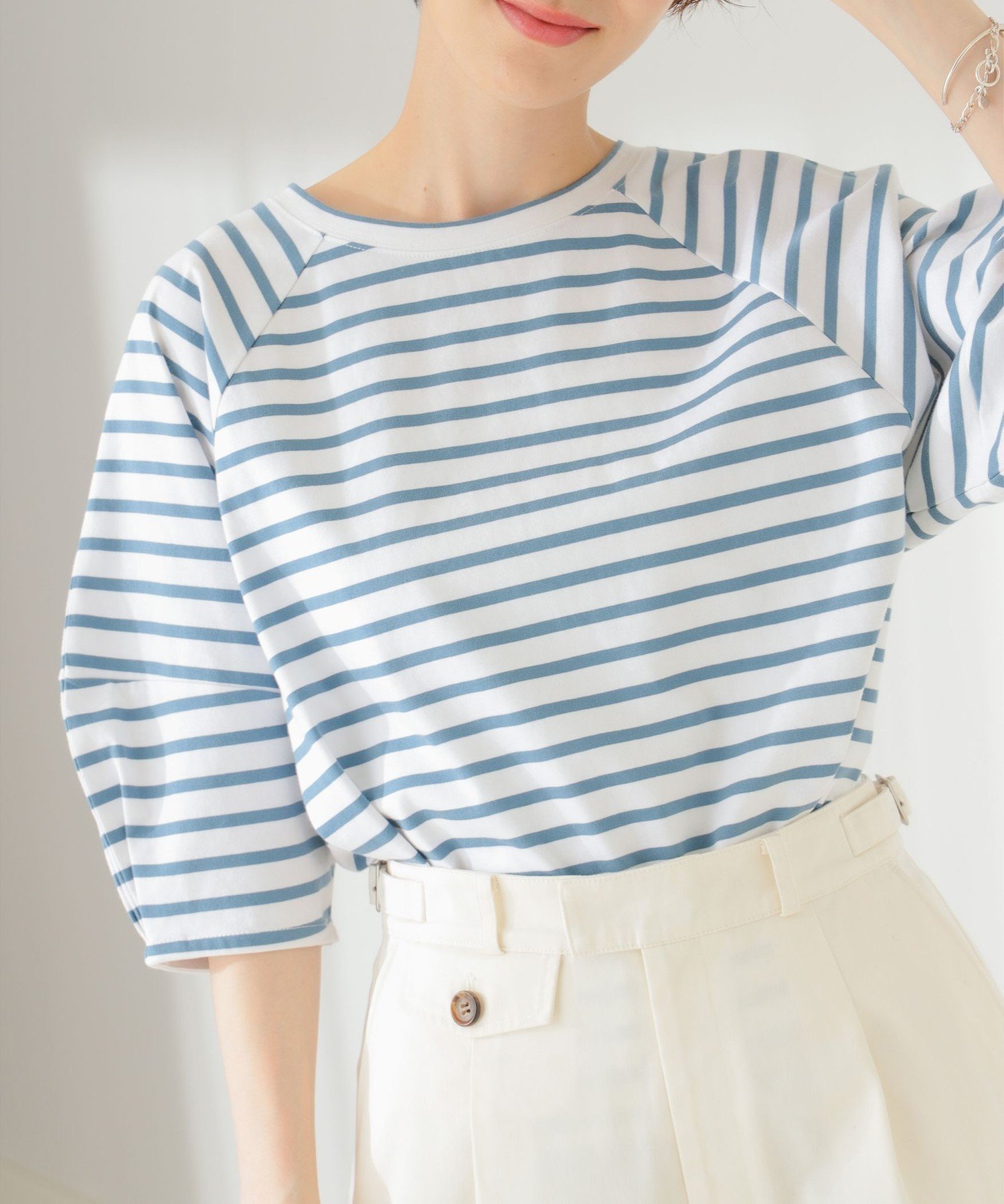 【ビーミングライフストアバイビームス/B:MING LIFE STORE by BEAMS】の【+15%ポイントバック】シルケット ワイドスリーブ Tシャツ 25SS 夏まで使える きれいめ ウォッシャブル 母の日 インテリア・キッズ・メンズ・レディースファッション・服の通販 founy(ファニー) 　ファッション　Fashion　レディースファッション　WOMEN　トップス・カットソー　Tops/Tshirt　シャツ/ブラウス　Shirts/Blouses　ロング / Tシャツ　T-Shirts　バッグ　Bag　インナー　Inner　ウォッシャブル　Washable　春　Spring　カーゴパンツ　Cargo Pants　クール　Cool　シルケット　Mercerization　シンプル　Simple　スリーブ　Sleeve　とろみ　Thickness　デニム　Denim　定番　Standard　人気　Popularity　バランス　Balance　ロング　Long　ワイド　Wide　おすすめ　Recommend　夏　Summer　2025年　2025　2025春夏・S/S　Ss,Spring/Summer,2025　OFF WHITE*STONE BLUE|ID: prp329100004538195 ipo3291000000032067600