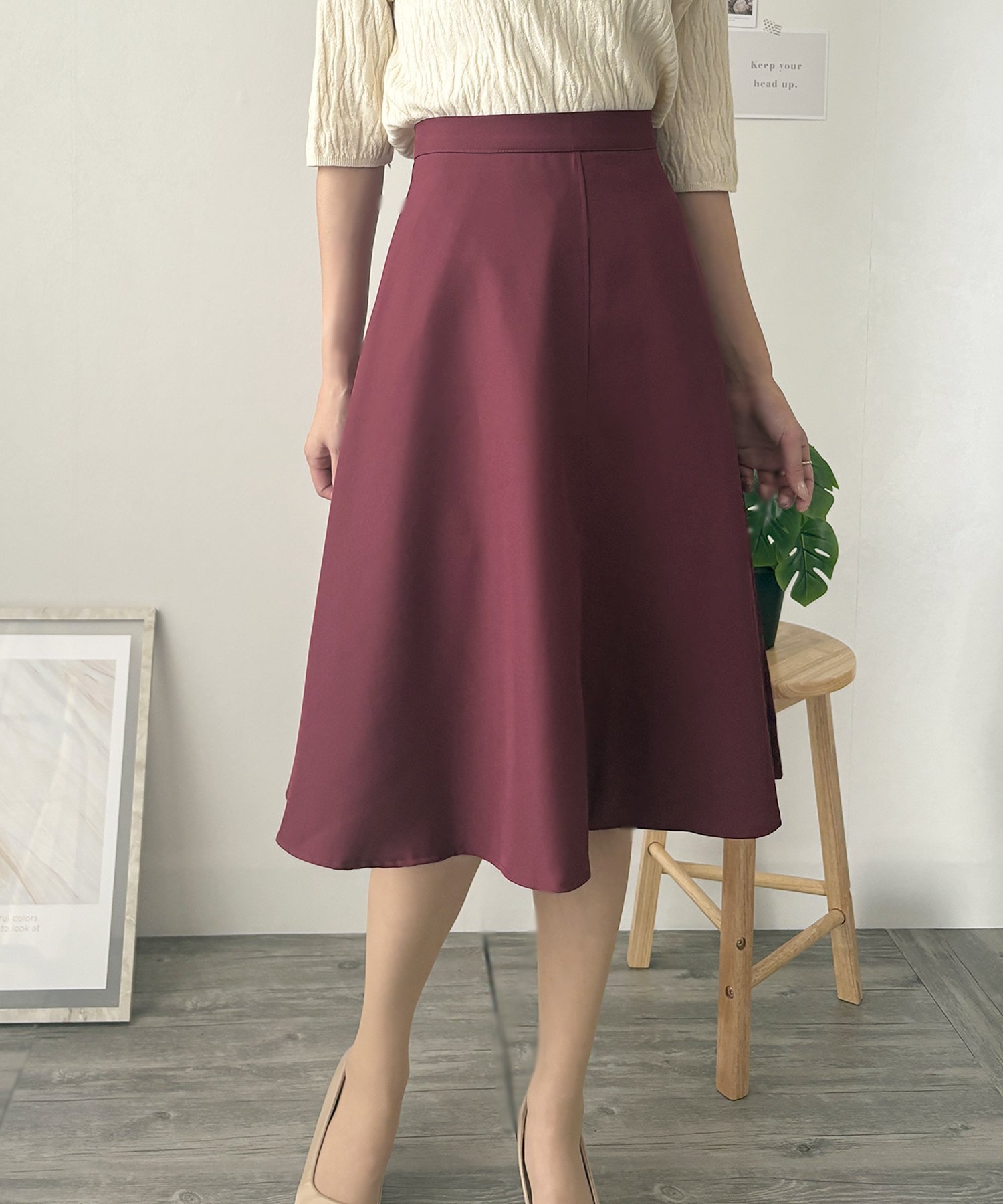 【アミュレット/Amulet】の【Amulet】ひざ丈フレアスカート インテリア・キッズ・メンズ・レディースファッション・服の通販 founy(ファニー) 　ファッション　Fashion　レディースファッション　WOMEN　スカート　Skirt　Aライン/フレアスカート　Flared A-Line Skirts　ショート　Short　フレア　Flare　ロング　Long　エレガント 上品　Elegant　ボルドー|ID: prp329100004538205 ipo3291000000032380973